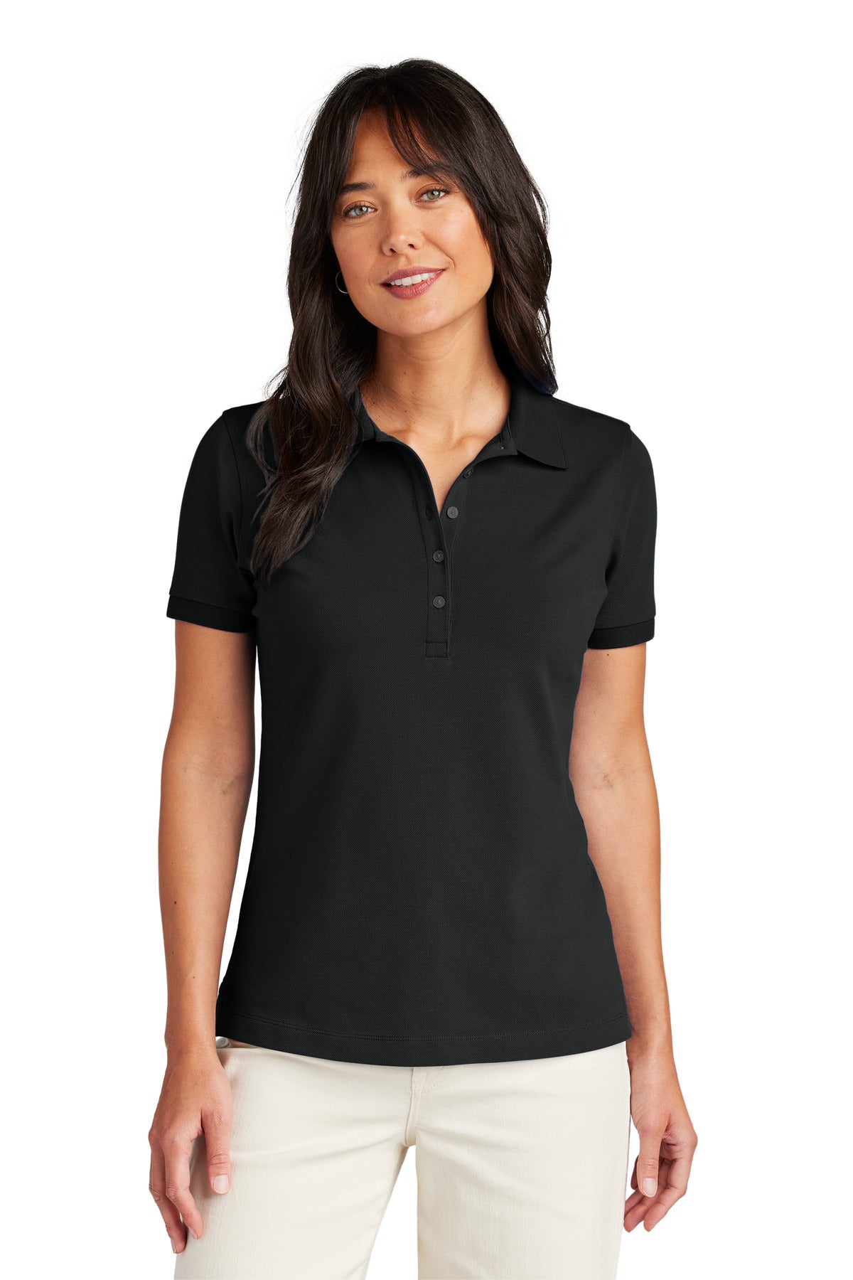 Custom Deep Black Women's Pima Cotton Pique Polo BB18201, personalized by SanCanDo Swag in Argyle, TX