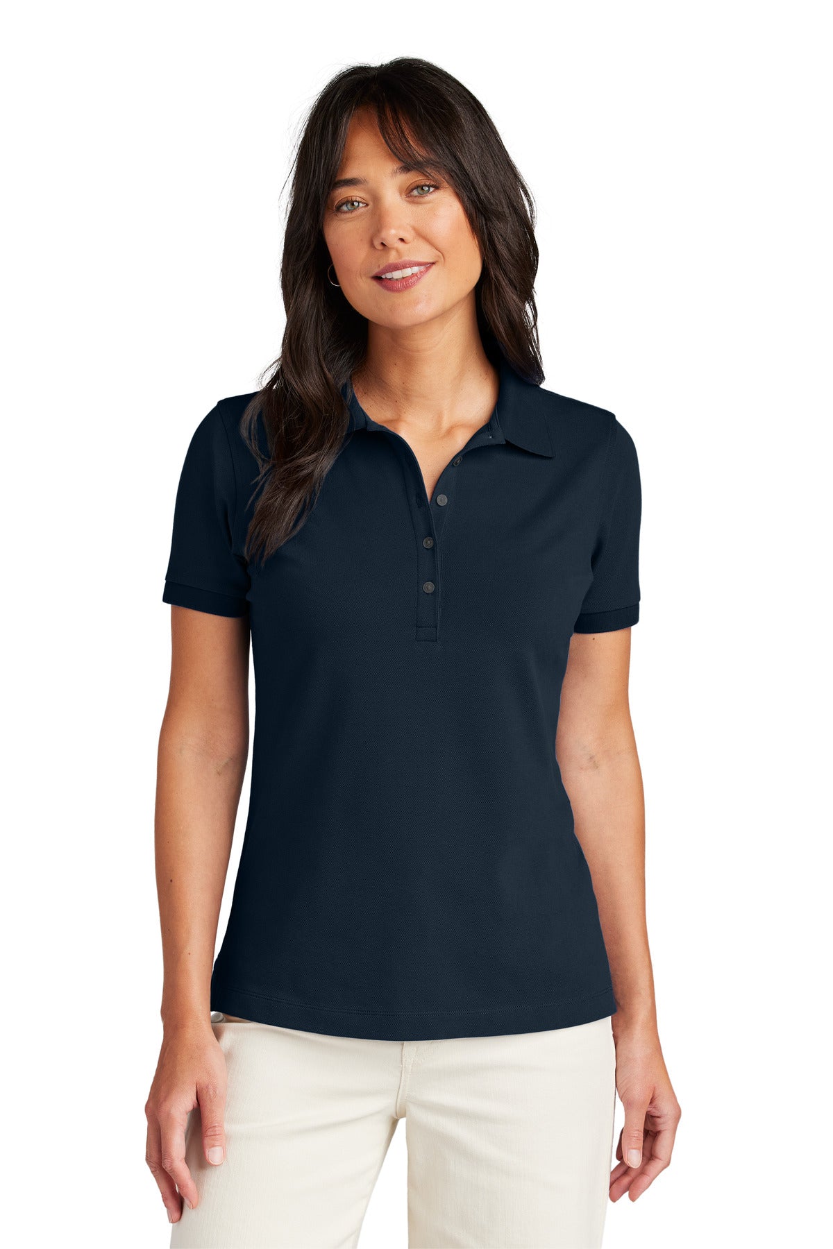 Custom Navy Blazer Women's Pima Cotton Pique Polo BB18201, personalized by SanCanDo Swag in Argyle, TX
