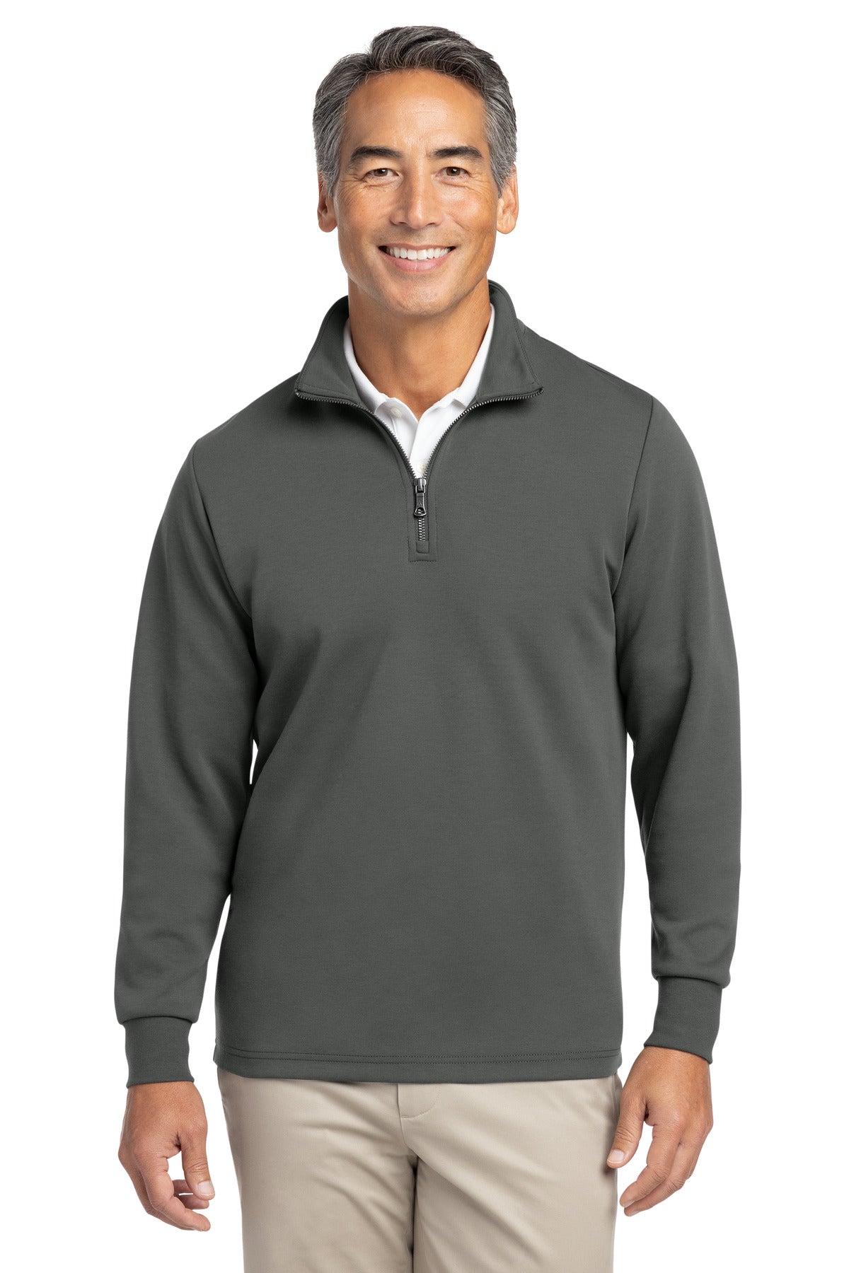 Custom Windsor Grey Double-Knit 1/4-Zip BB18206, personalized by SanCanDo Swag in Argyle, TX