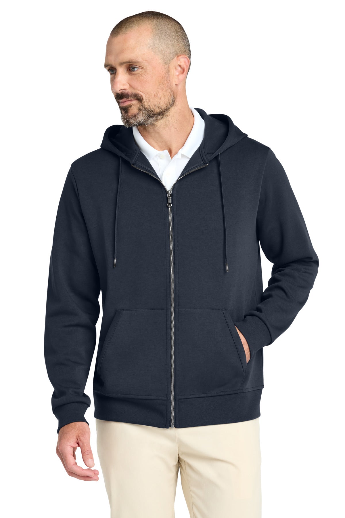 Custom Night Navy Double-Knit Full-Zip Hoodie BB18208, personalized by SanCanDo Swag in Argyle, TX