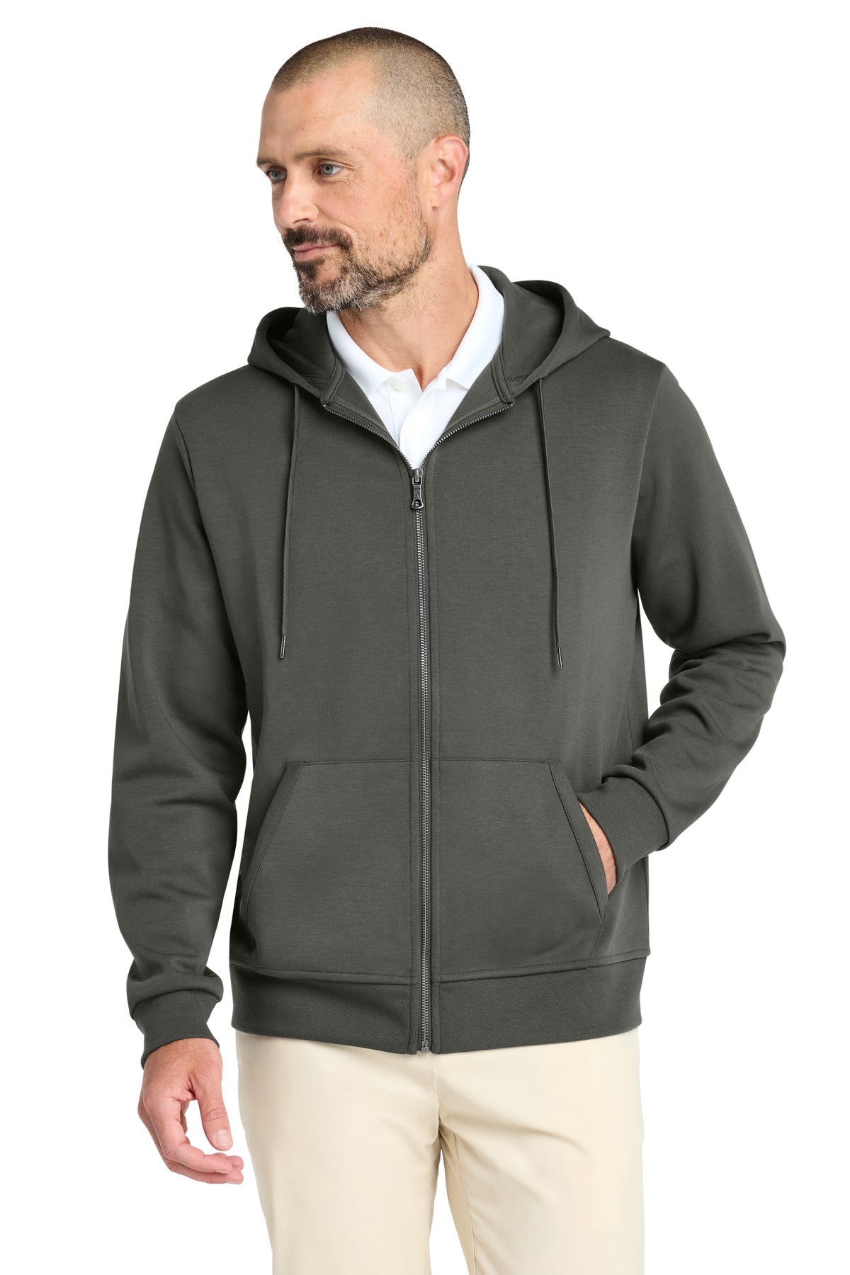 Custom Windsor Grey Double-Knit Full-Zip Hoodie BB18208, personalized by SanCanDo Swag in Argyle, TX