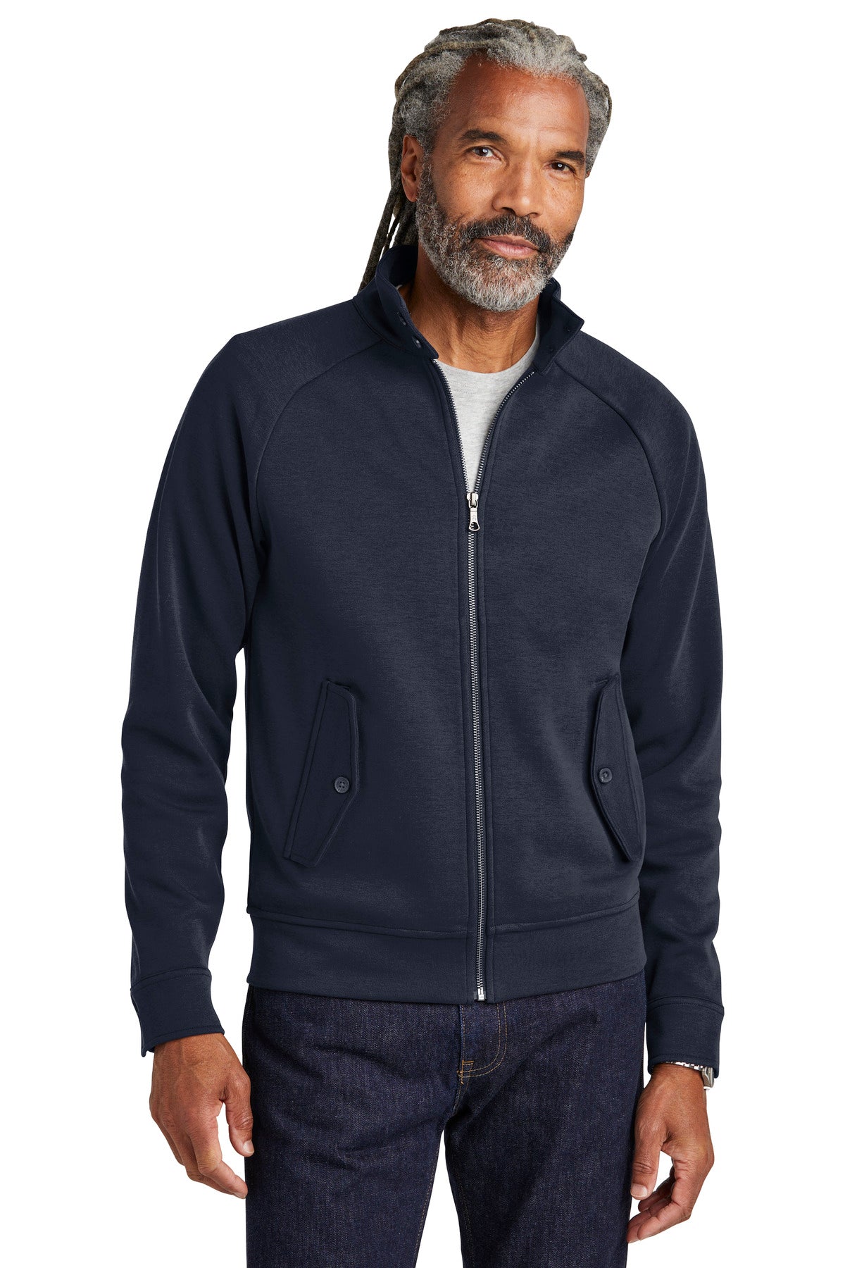 Custom Night Navy Double-Knit Full-Zip BB18210, personalized by SanCanDo Swag in Argyle, TX