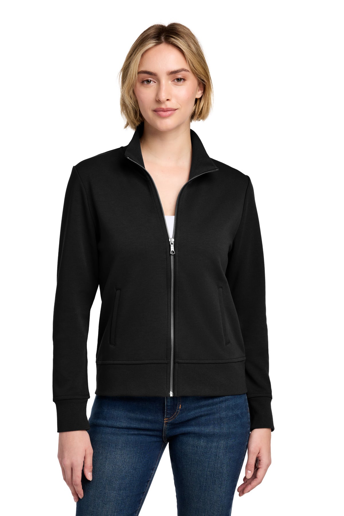 Custom Deep Black Women's Double-Knit Full-Zip BB18211, personalized by SanCanDo Swag in Argyle, TX