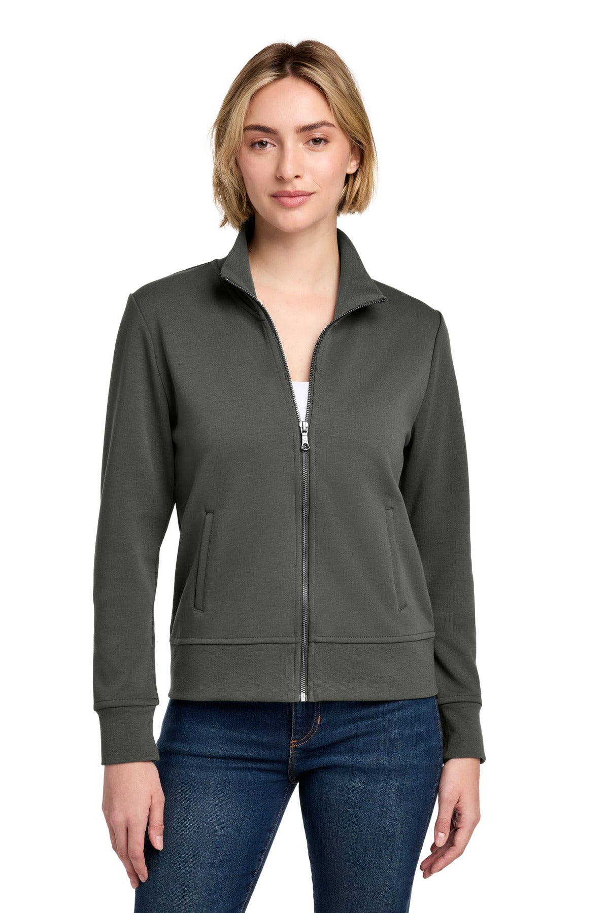 Custom Windsor Grey Women's Double-Knit Full-Zip BB18211, personalized by SanCanDo Swag in Argyle, TX