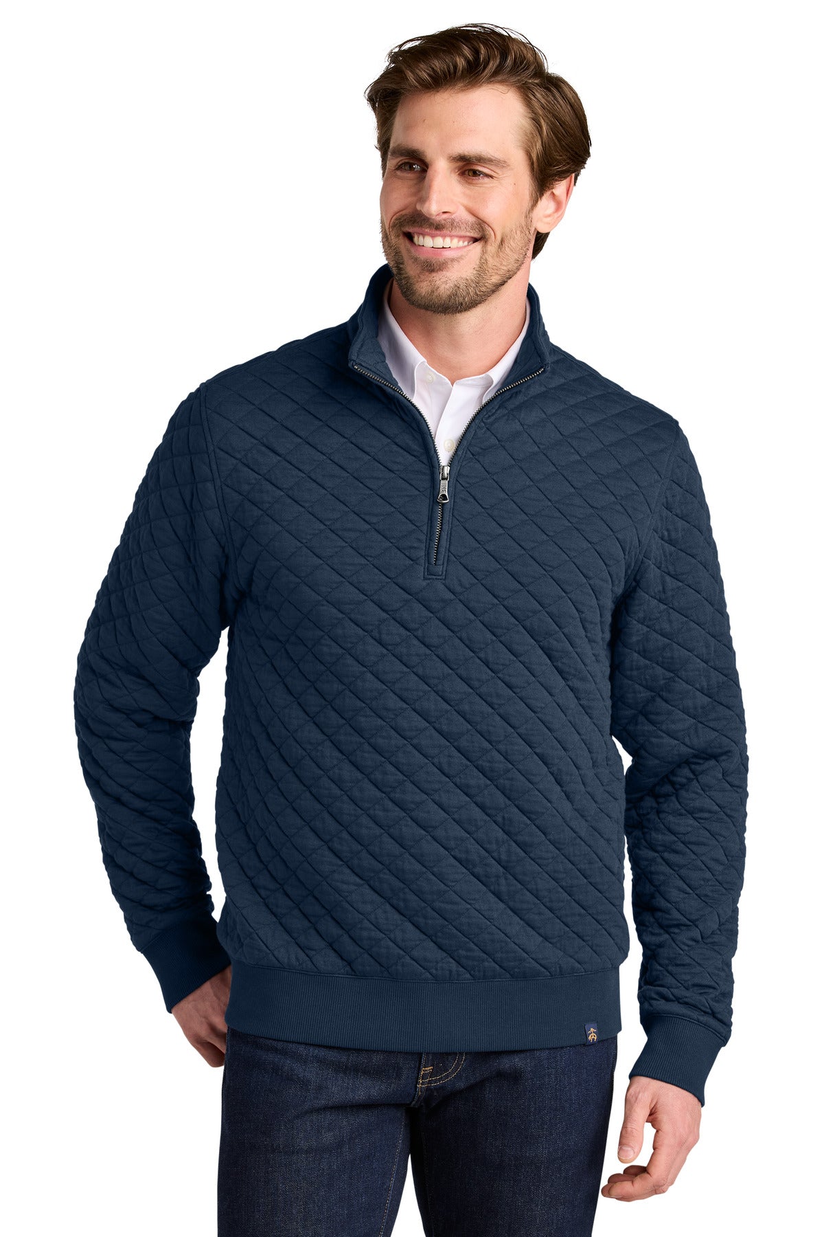 Custom Navy Blazer Diamond Quilt 1/4-Zip BB18212, personalized by SanCanDo Swag in Argyle, TX