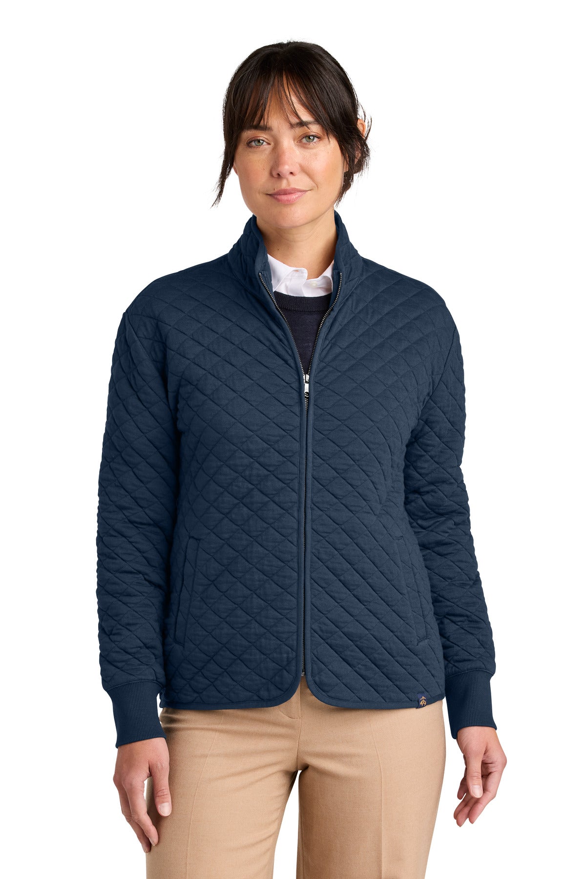 Custom Navy Blazer Women's Diamond Quilt Full-Zip BB18213, personalized by SanCanDo Swag in Argyle, TX