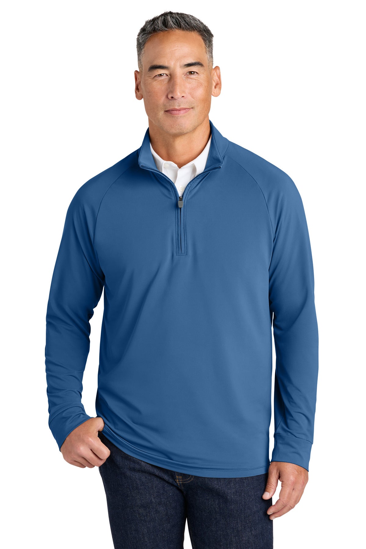 Custom Charter Blue Luxe Performance 1/4-Zip BB18214, personalized by SanCanDo Swag in Argyle, TX