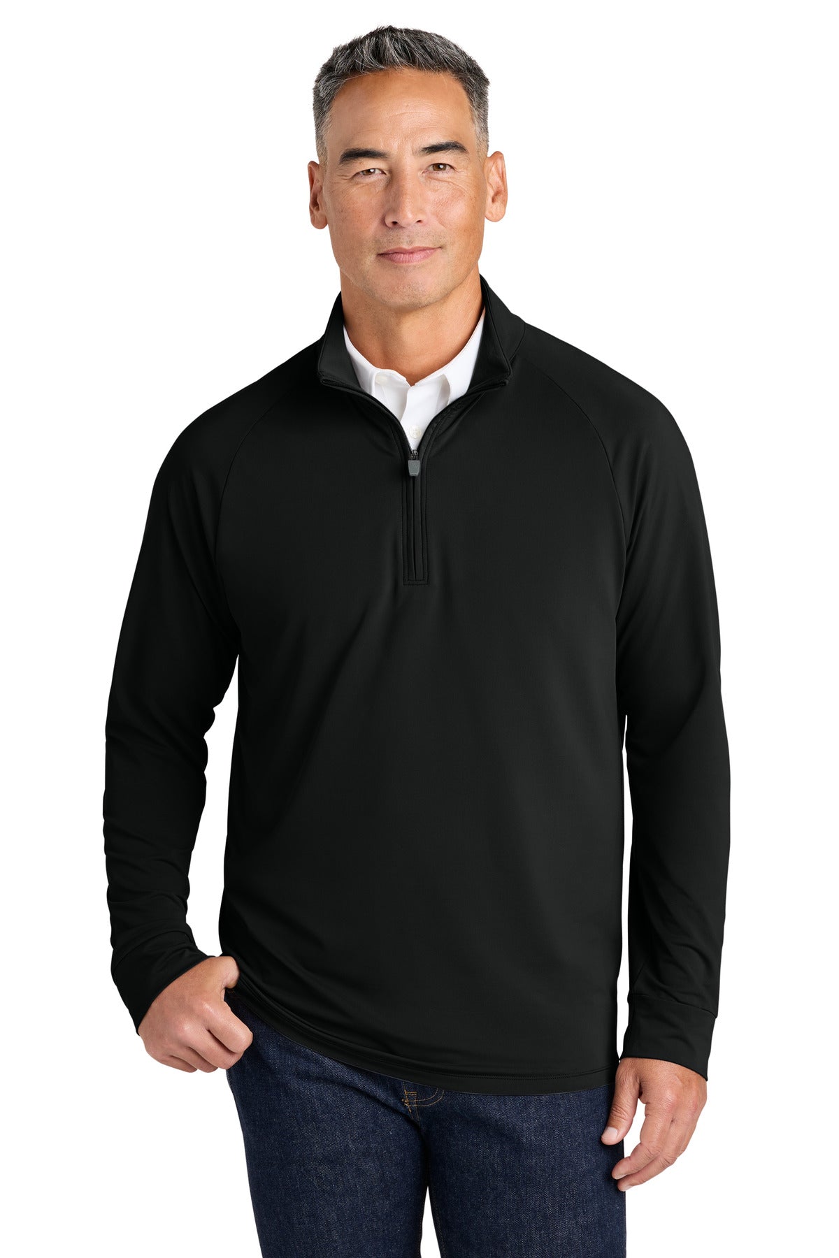 Custom Deep Black Luxe Performance 1/4-Zip BB18214, personalized by SanCanDo Swag in Argyle, TX