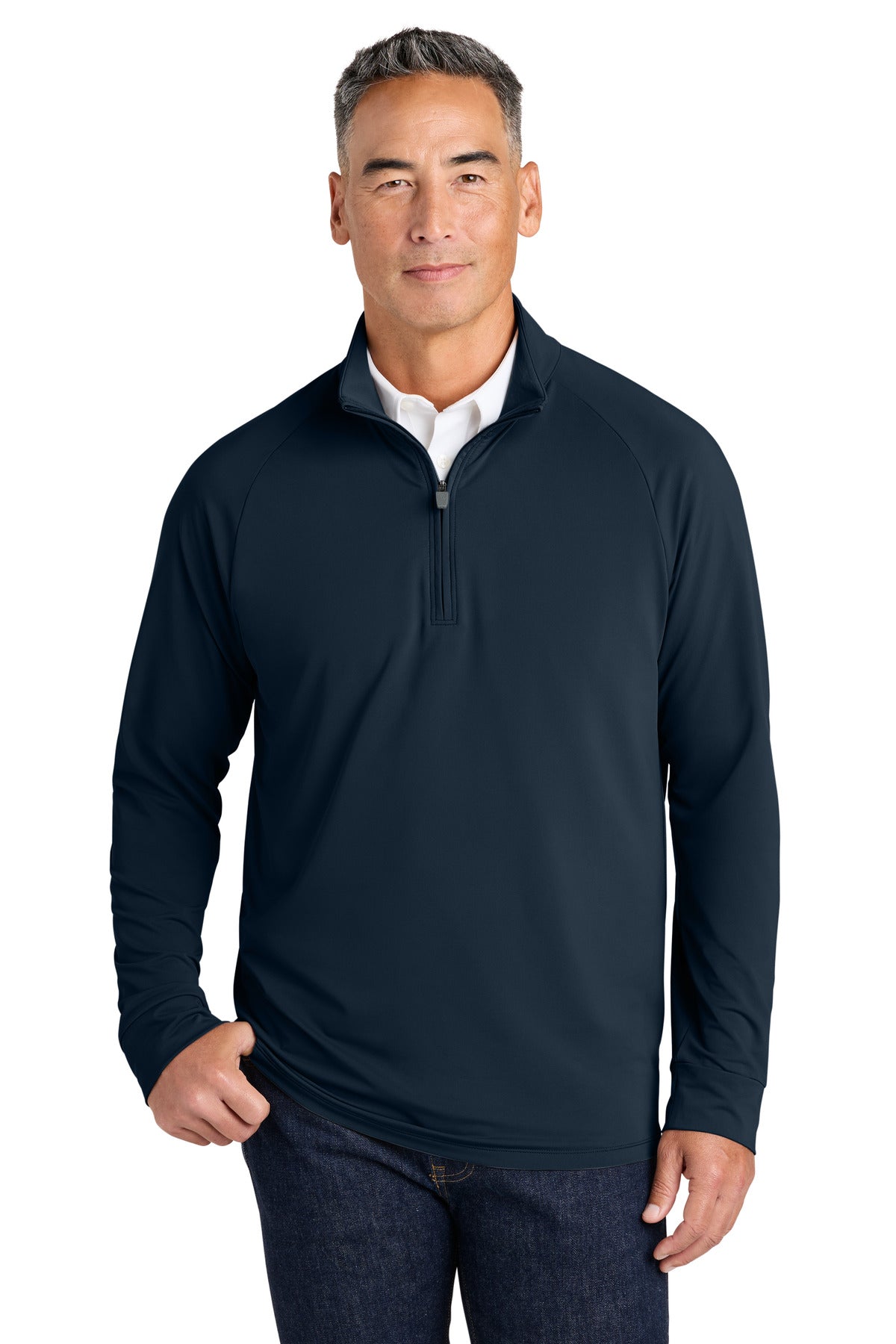Custom Navy Blazer Luxe Performance 1/4-Zip BB18214, personalized by SanCanDo Swag in Argyle, TX