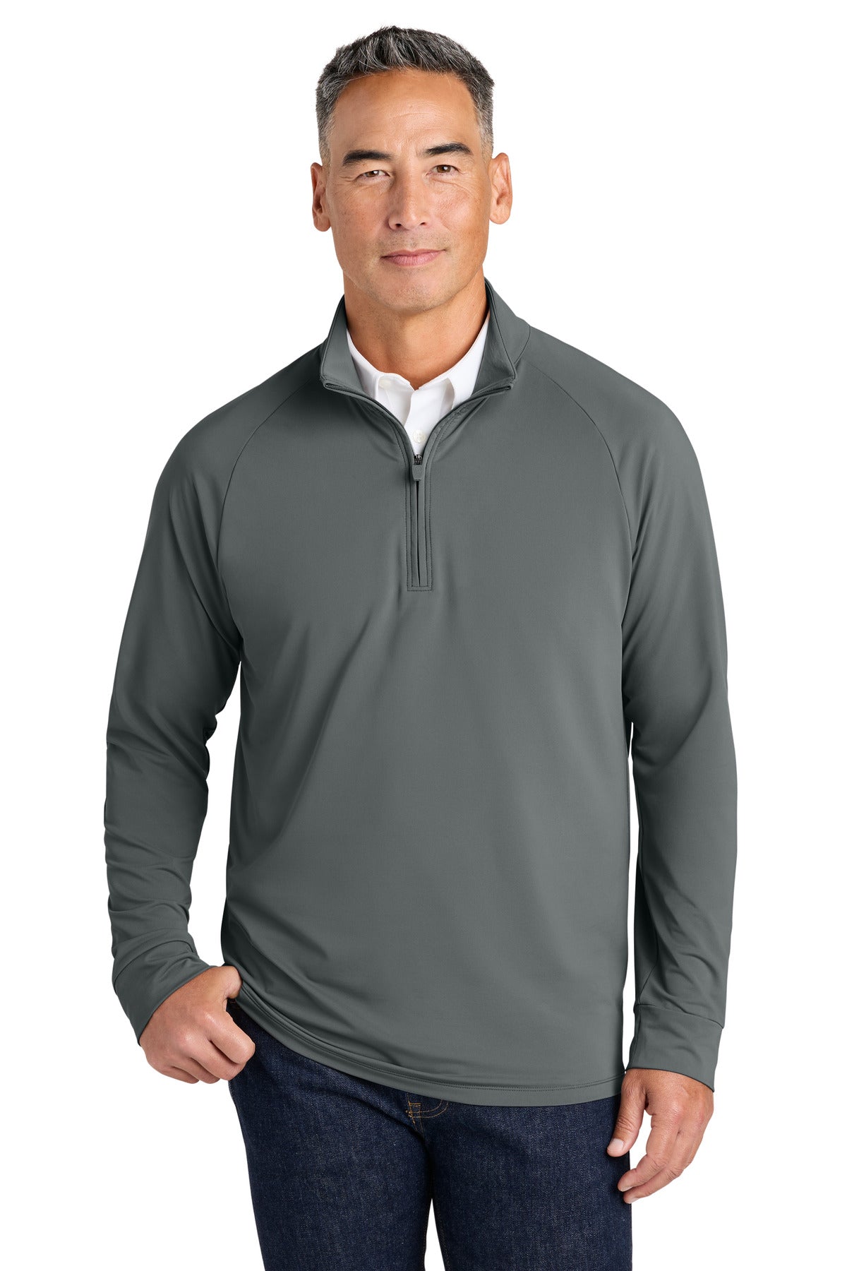 Custom Shadow Grey Luxe Performance 1/4-Zip BB18214, personalized by SanCanDo Swag in Argyle, TX