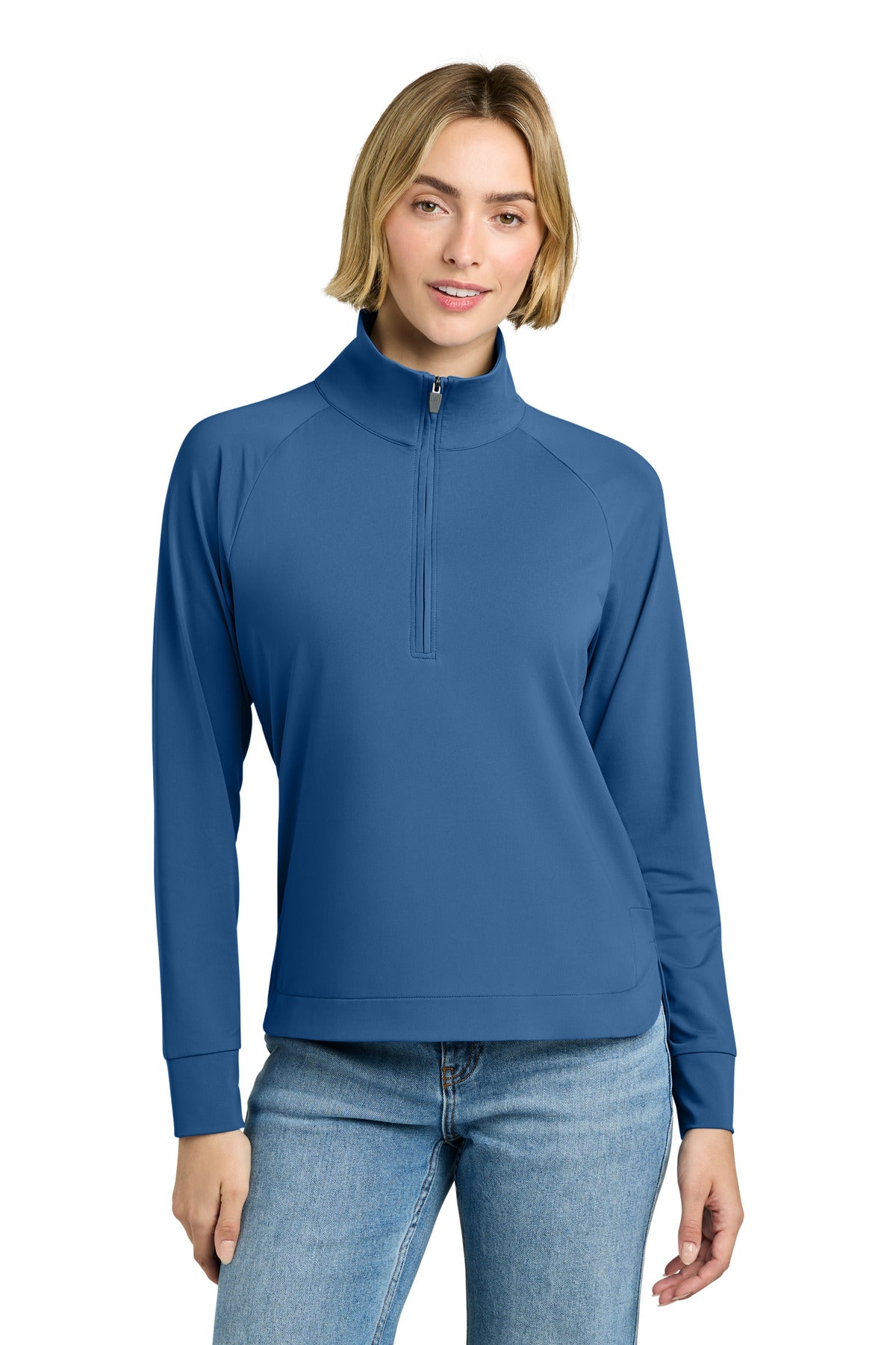 Custom Charter Blue Women's Luxe Performance 1/4-Zip BB18215, personalized by SanCanDo Swag in Argyle, TX