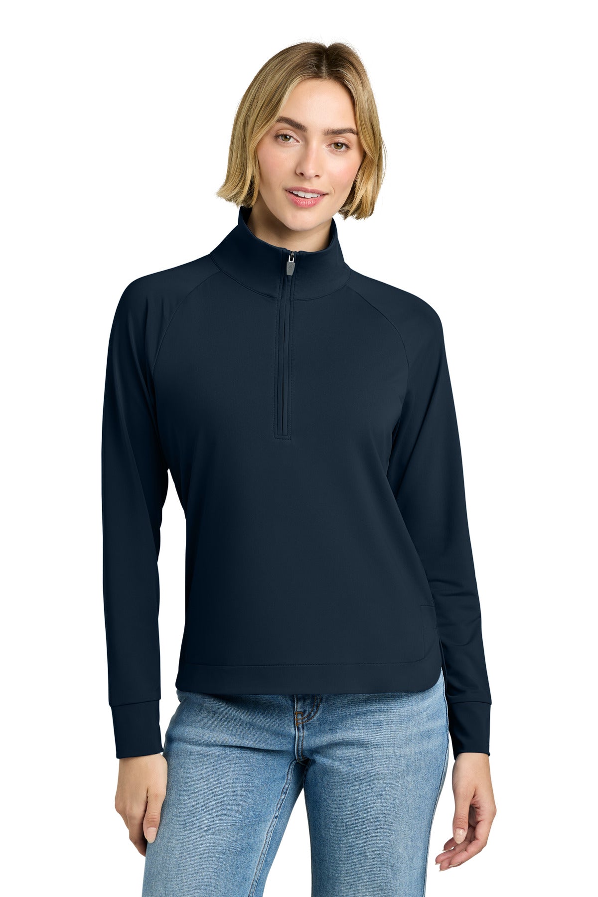 Custom Navy Blazer Women's Luxe Performance 1/4-Zip BB18215, personalized by SanCanDo Swag in Argyle, TX