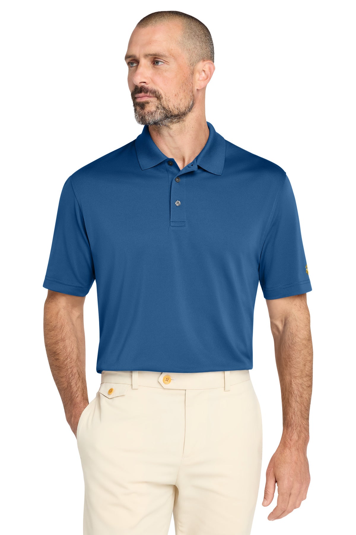 Custom Charter Blue Mesh Pique Performance Polo BB18220, personalized by SanCanDo Swag in Argyle, TX
