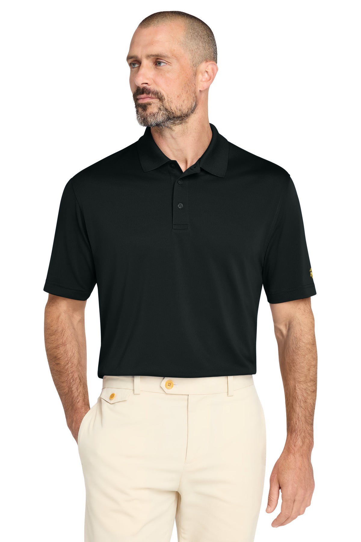 Custom Deep Black Mesh Pique Performance Polo BB18220, personalized by SanCanDo Swag in Argyle, TX