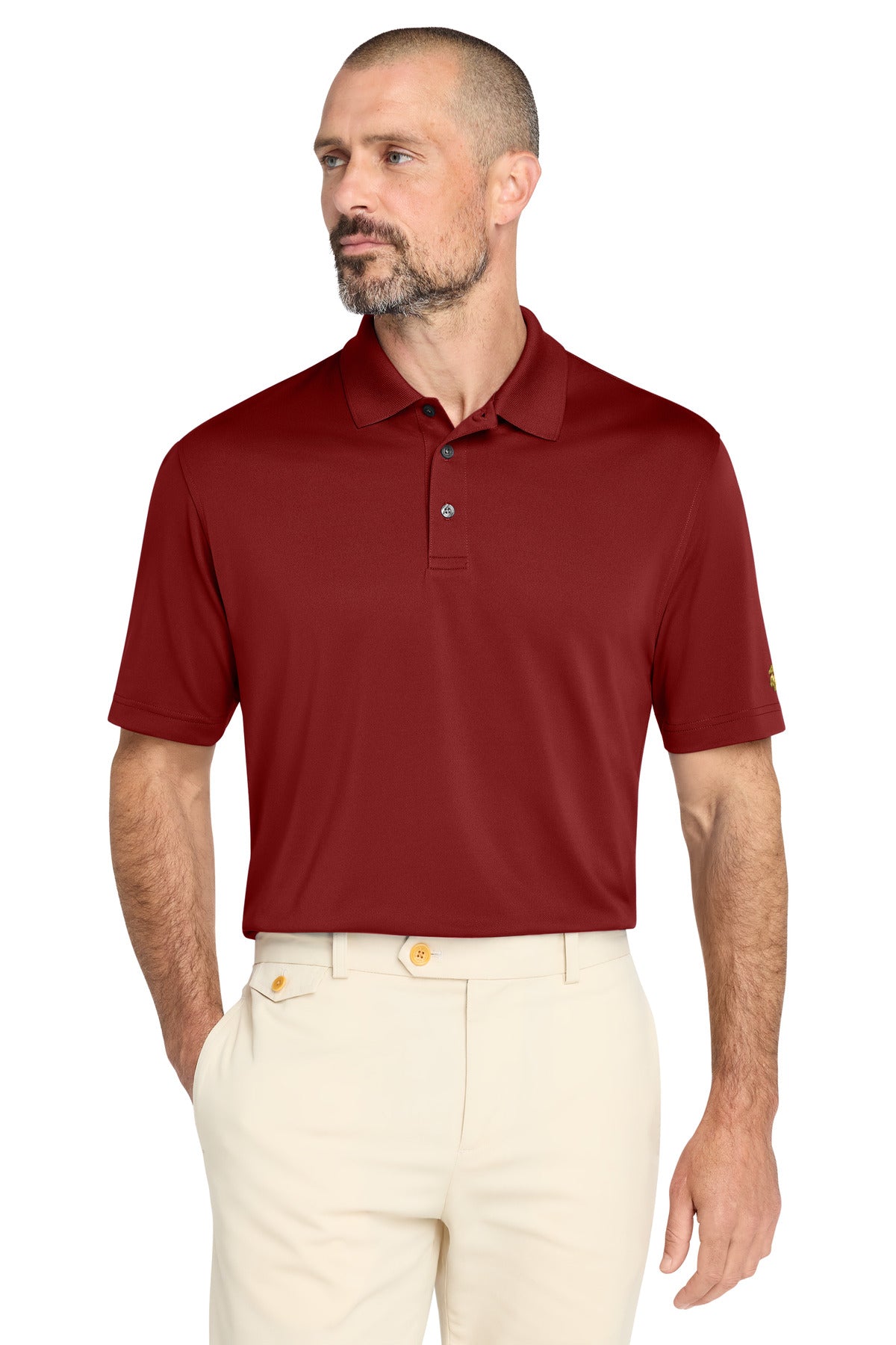 Custom Rich Red Mesh Pique Performance Polo BB18220, personalized by SanCanDo Swag in Argyle, TX