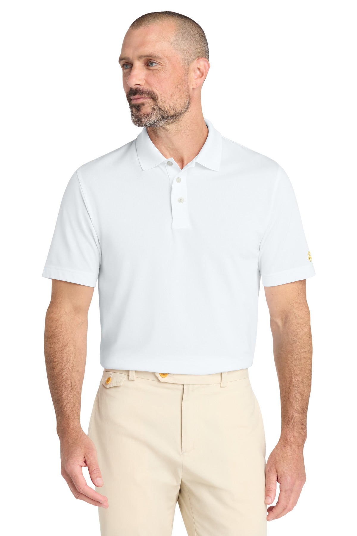 Custom White Mesh Pique Performance Polo BB18220, personalized by SanCanDo Swag in Argyle, TX