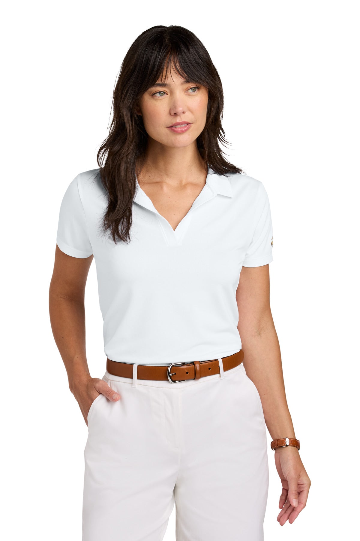 Custom White Women's Mesh Pique Performance Polo BB18221, personalized by SanCanDo Swag in Argyle, TX