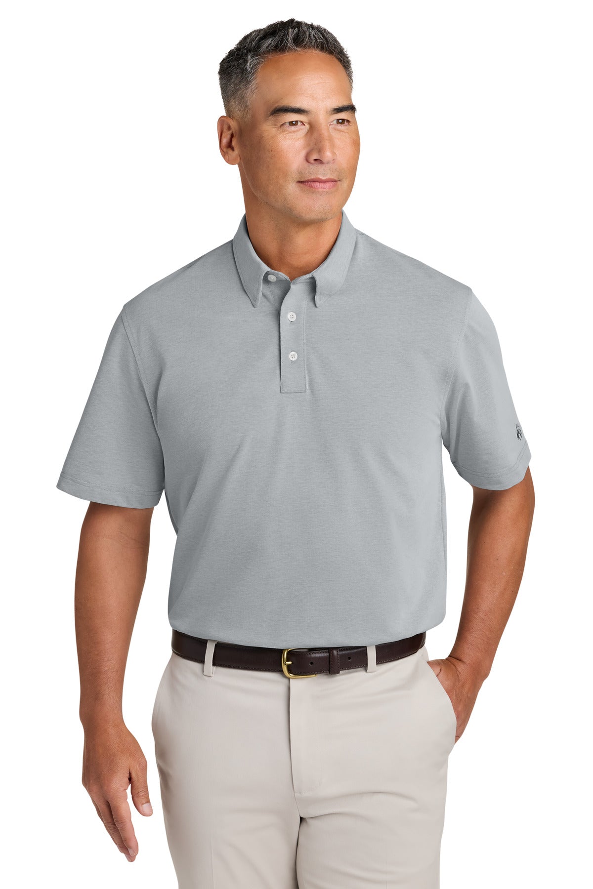 Custom Grey End On End Pinpoint Pique Dress Polo BB18222, personalized by SanCanDo Swag in Argyle, TX