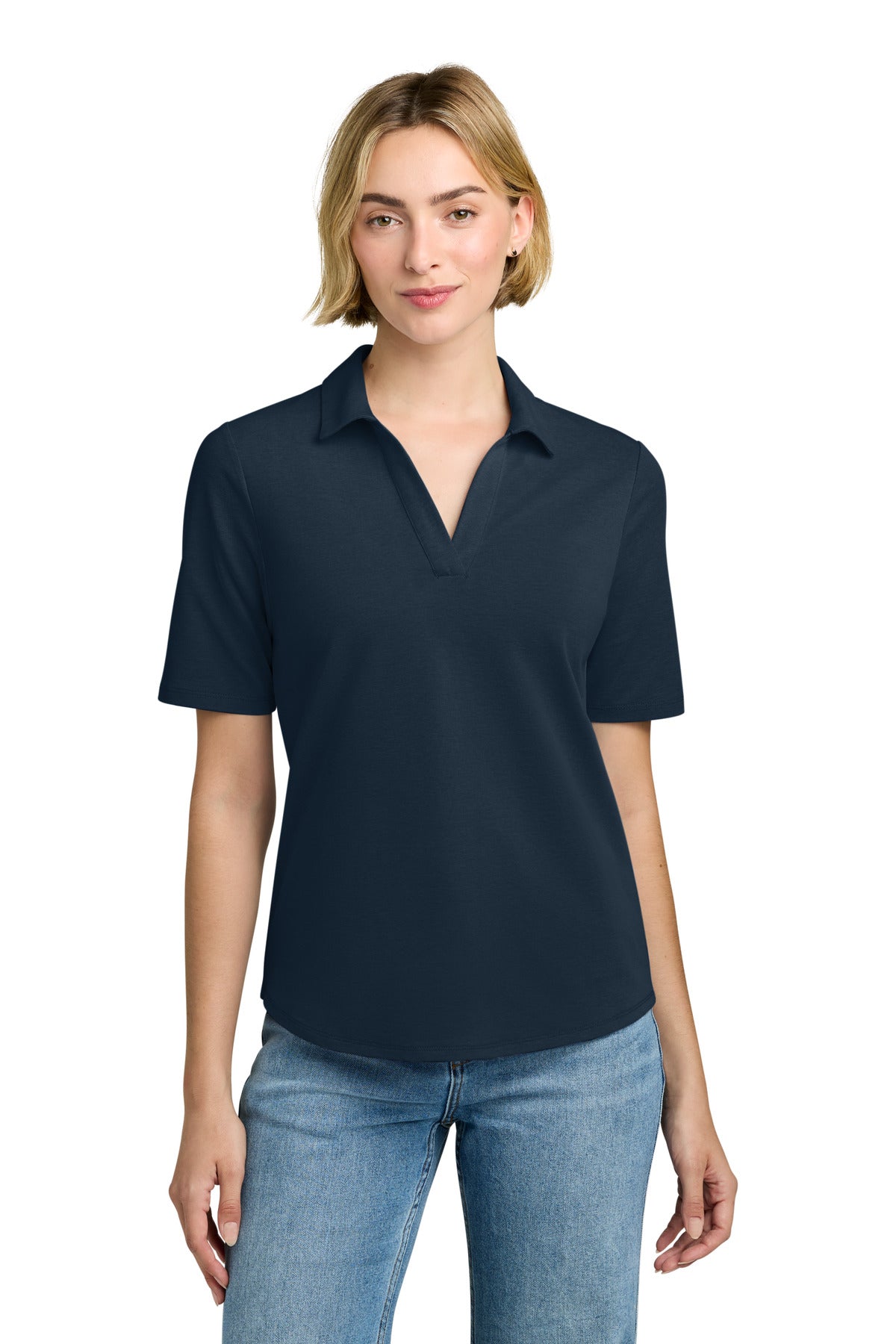 Custom Navy Blazer Women's Pinpoint Pique Polo BB18223, personalized by SanCanDo Swag in Argyle, TX