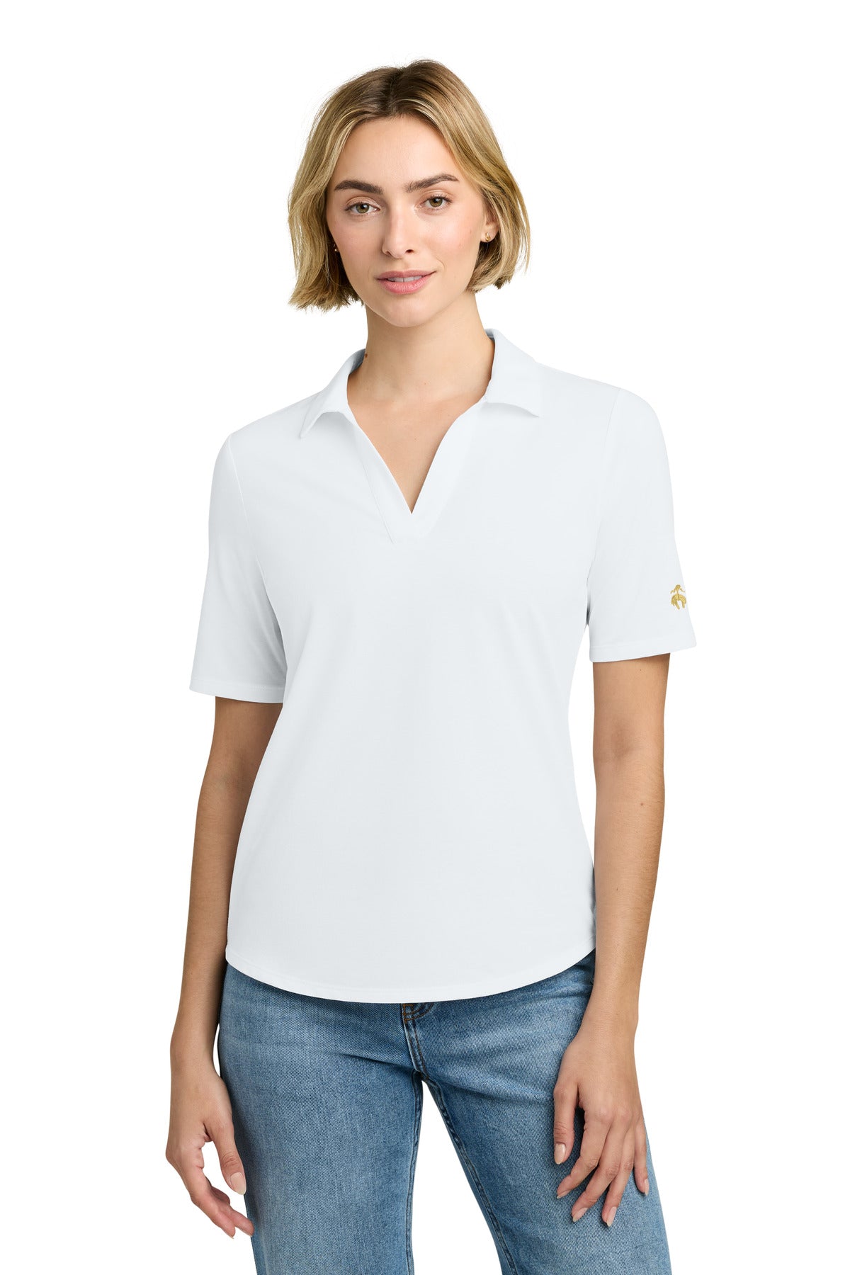Custom White Women's Pinpoint Pique Polo BB18223, personalized by SanCanDo Swag in Argyle, TX