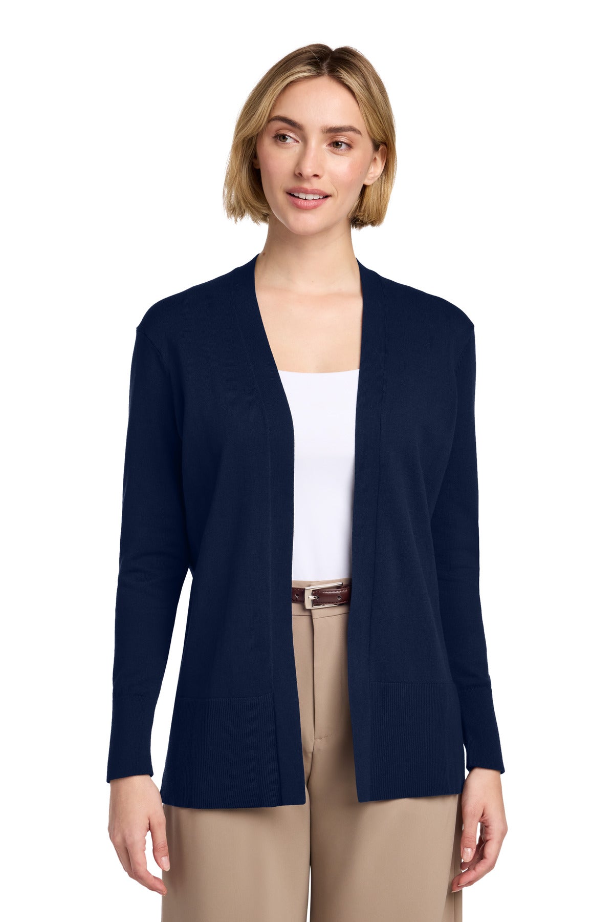 Custom Navy Blazer Cotton Stretch Long Cardigan Sweater BB18403, personalized by SanCanDo Swag in Argyle, TX