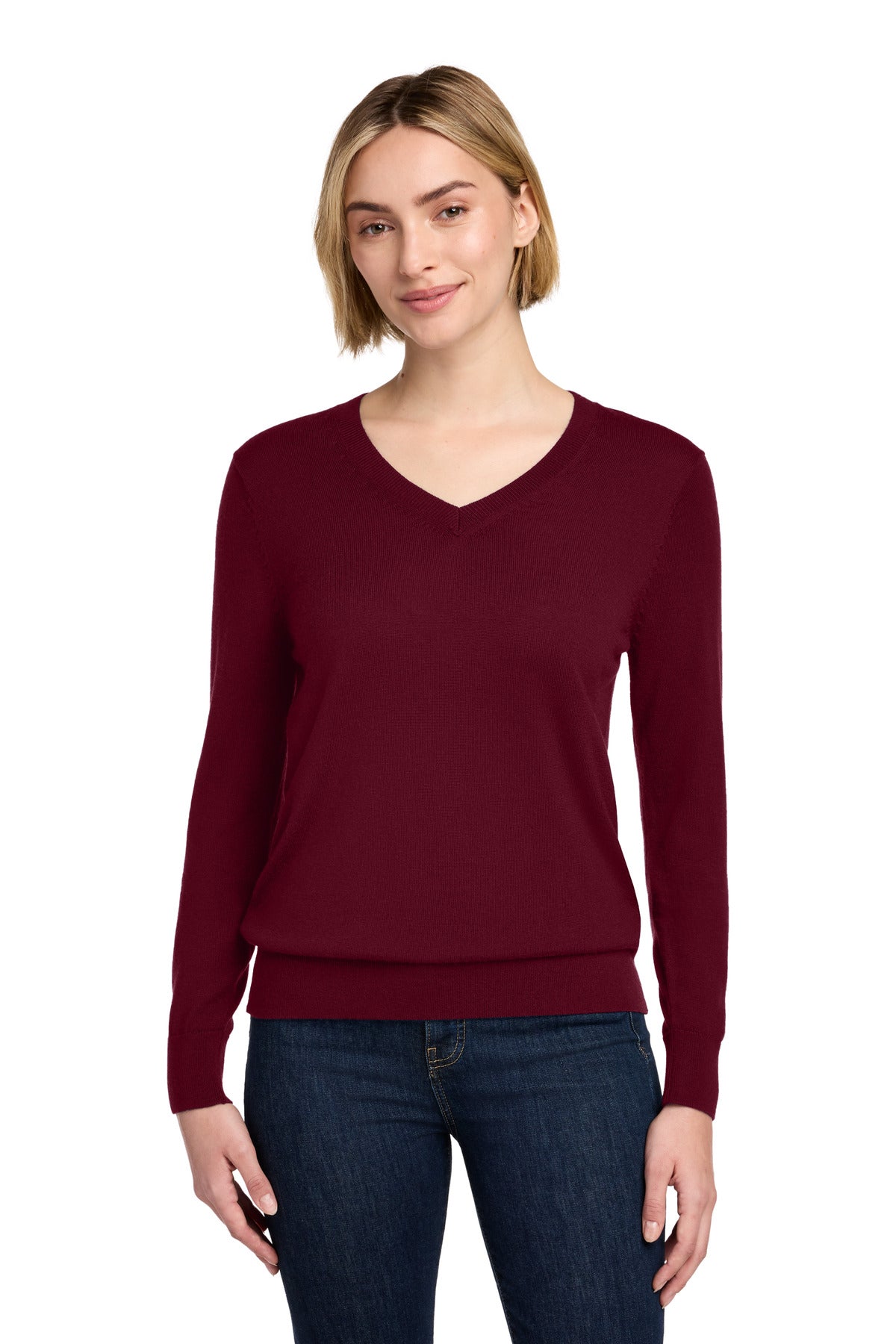 Custom Vintage Port Women's Washable Merino V-Neck Sweater BB18411, personalized by SanCanDo Swag in Argyle, TX