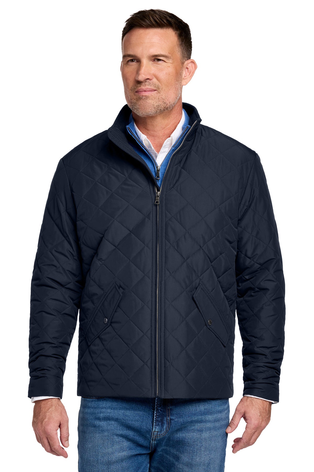 Custom Night Navy Quilted Jacket BB18600, personalized by SanCanDo Swag in Argyle, TX