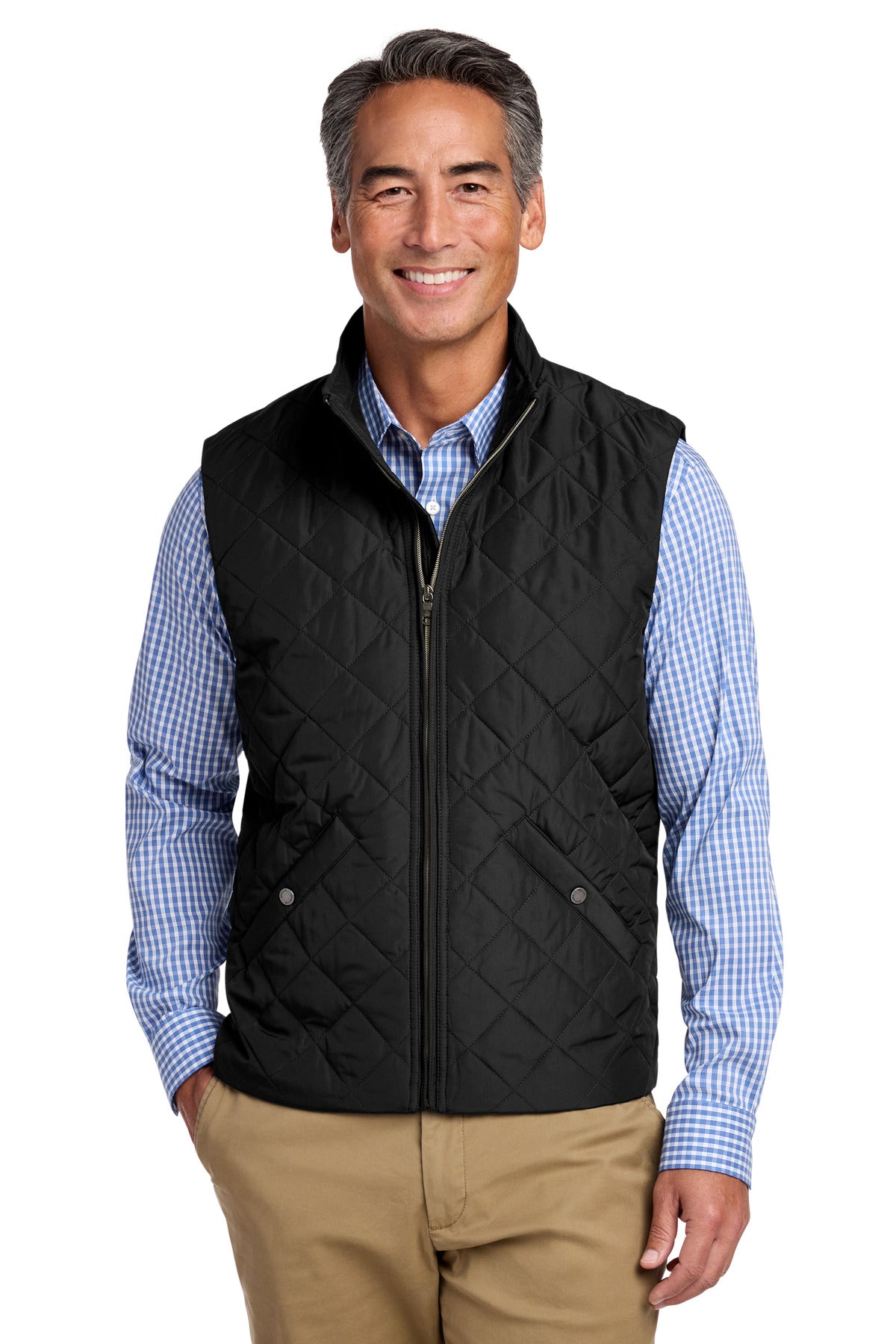 Custom Deep Black Quilted Vest BB18602, personalized by SanCanDo Swag in Argyle, TX