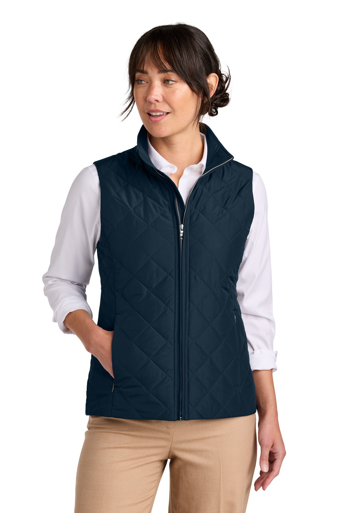 Custom Night Navy Women's Quilted Vest BB18603, personalized by SanCanDo Swag in Argyle, TX