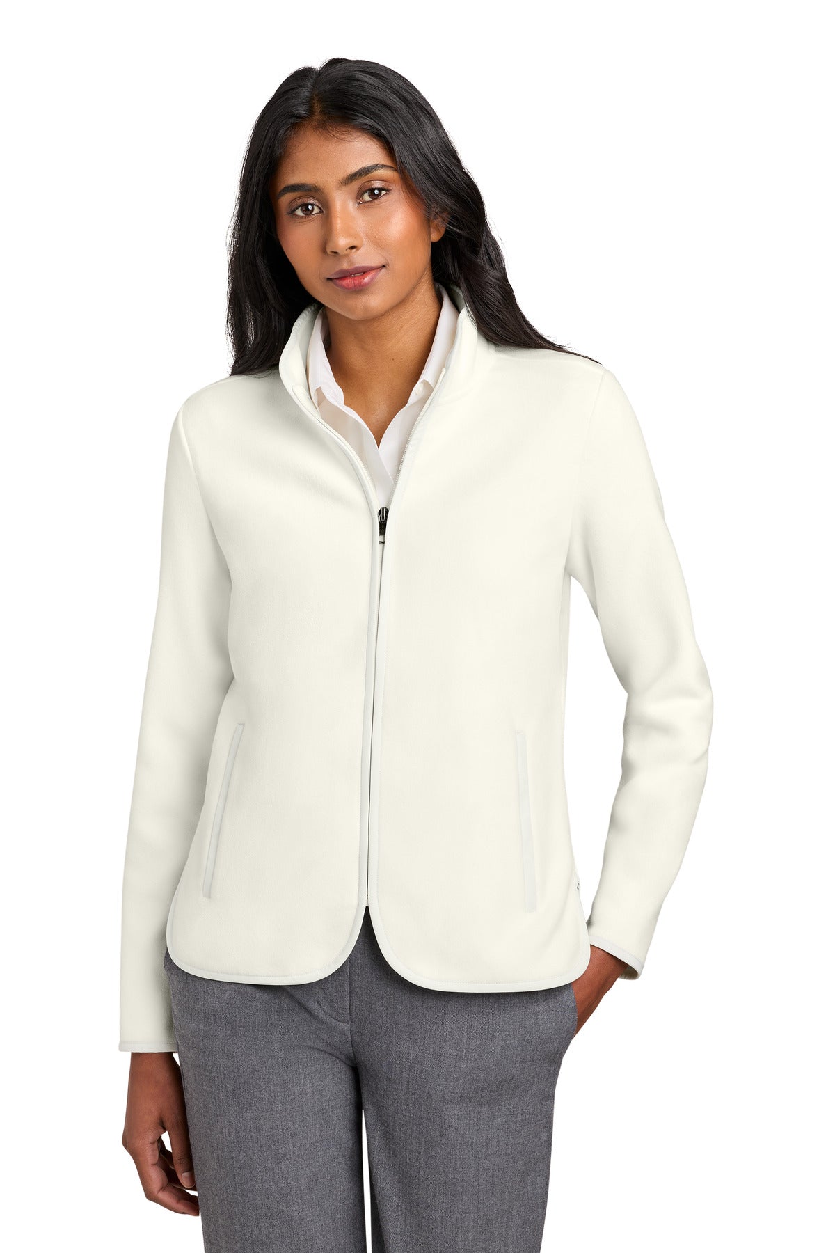 Custom Off White Women's Fleece Jacket BB18611, personalized by SanCanDo Swag in Argyle, TX
