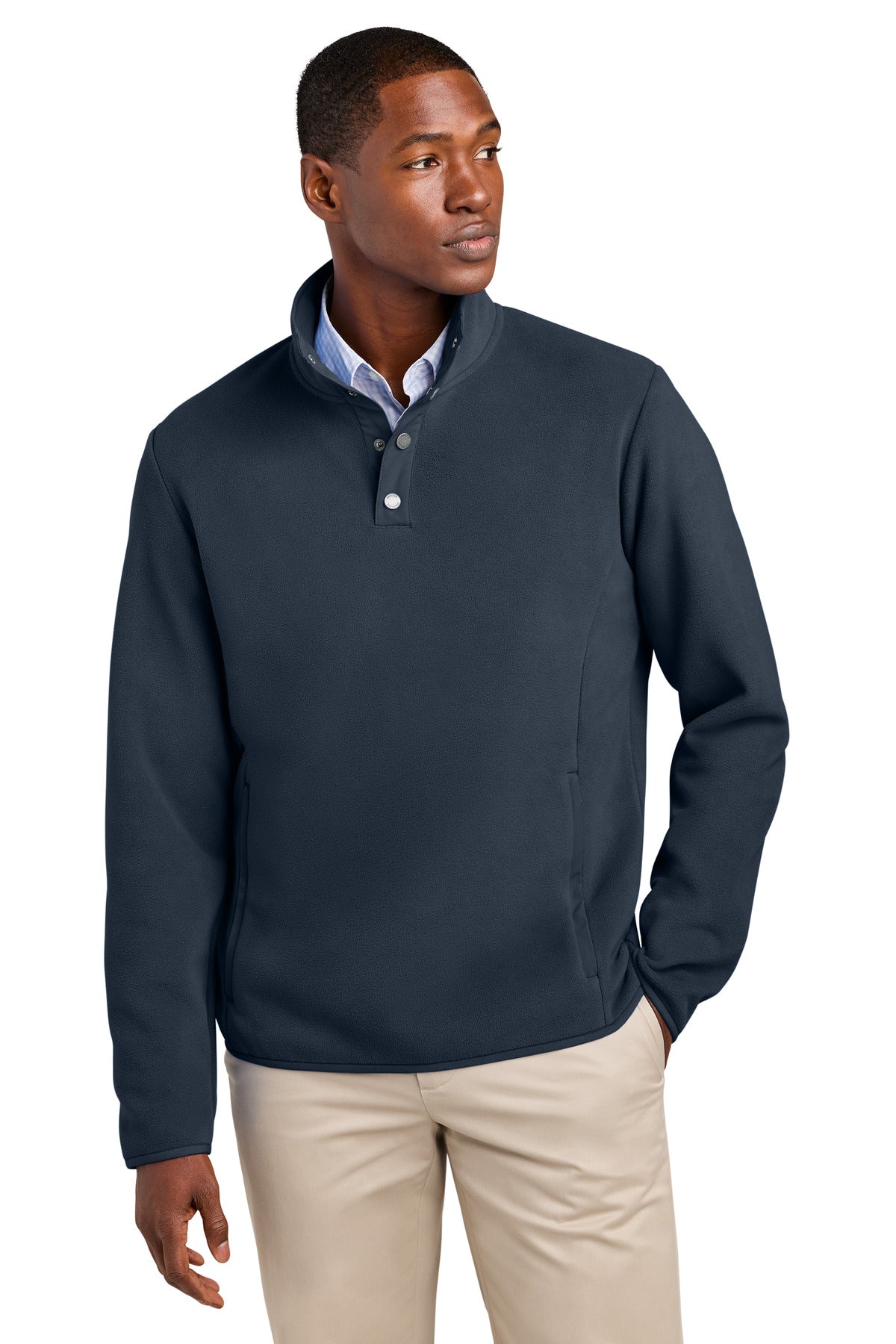Custom Night Navy Fleece 1/4-Snap Neck BB18612, personalized by SanCanDo Swag in Argyle, TX