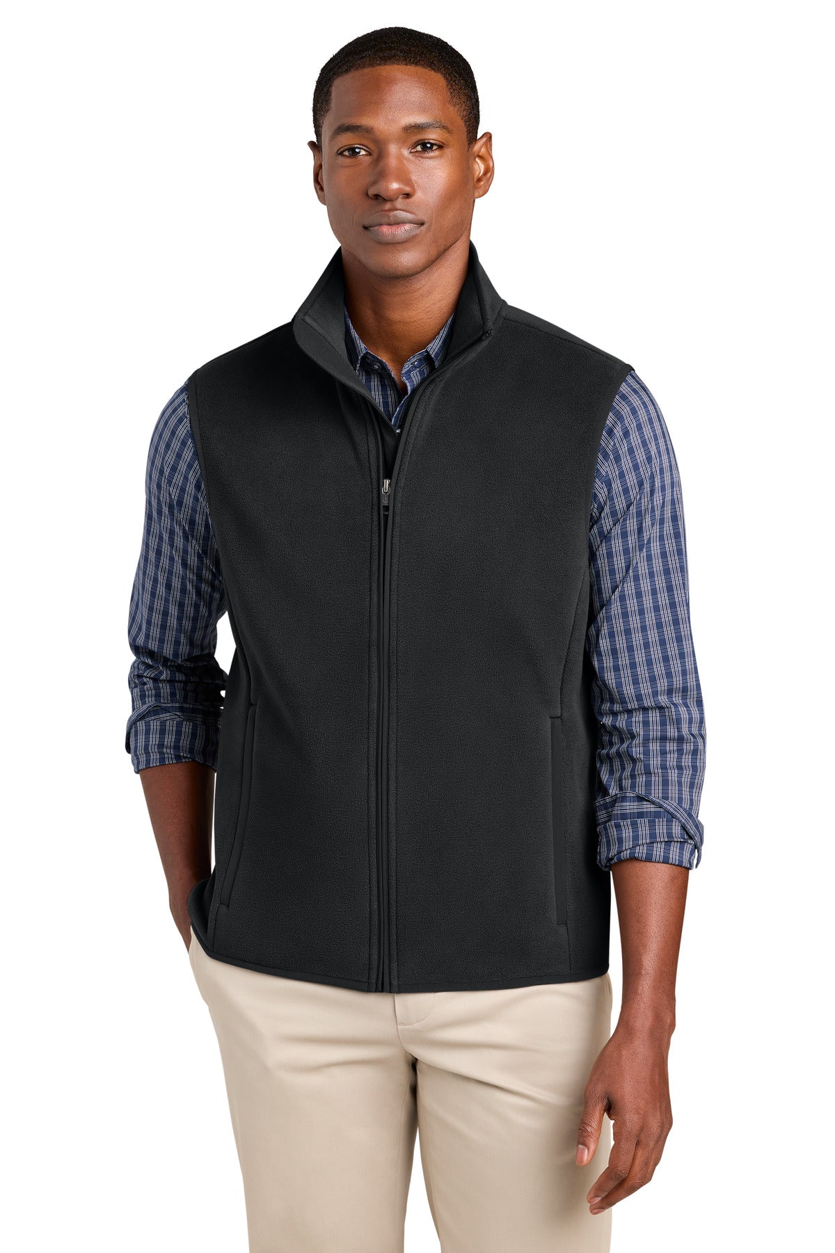Custom Deep Black Fleece Vest BB18614, personalized by SanCanDo Swag in Argyle, TX
