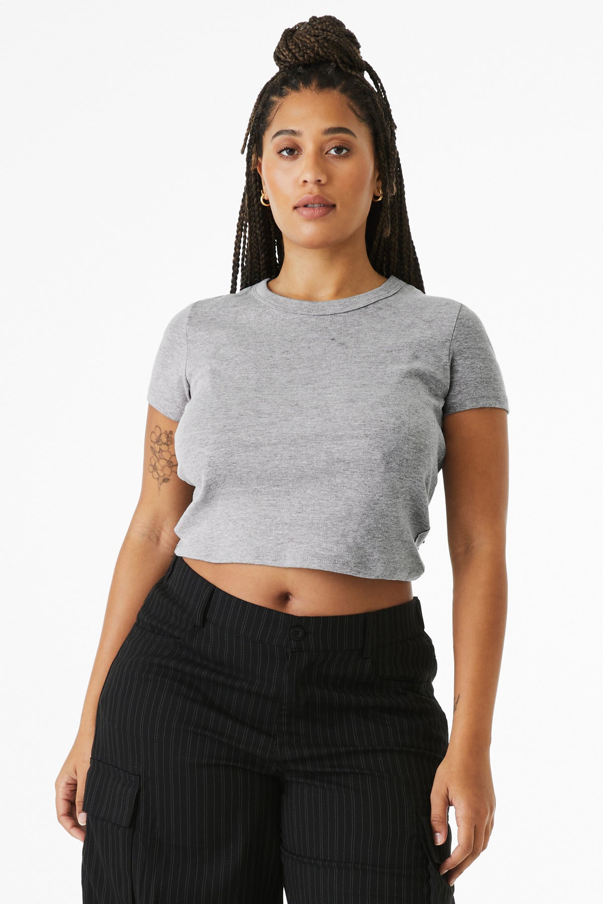 Custom Athletic Heather Women's Micro Rib Baby Tee BC1010, personalized by SanCanDo Swag in Argyle, TX