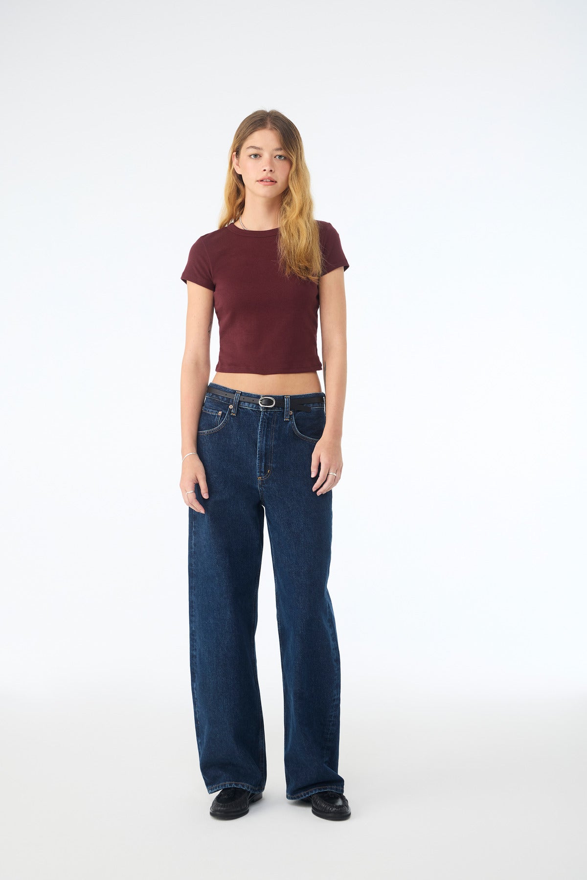 Custom Solid Maroon Blend Women's Micro Rib Baby Tee BC1010, personalized by SanCanDo Swag in Argyle, TX