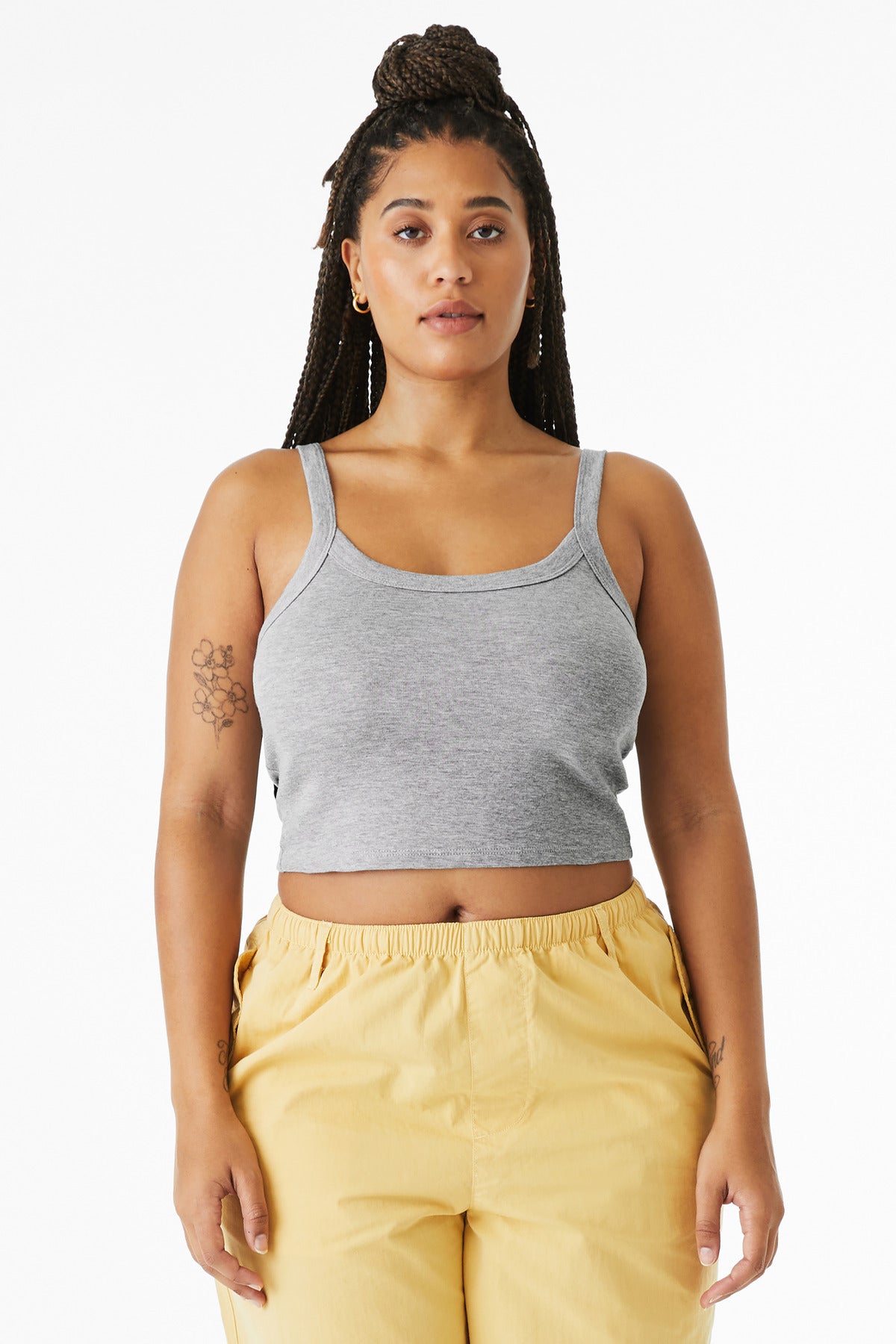 Custom Athletic Heather Women's Micro Rib Spaghetti Strap Tank BC1012, personalized by SanCanDo Swag in Argyle, TX