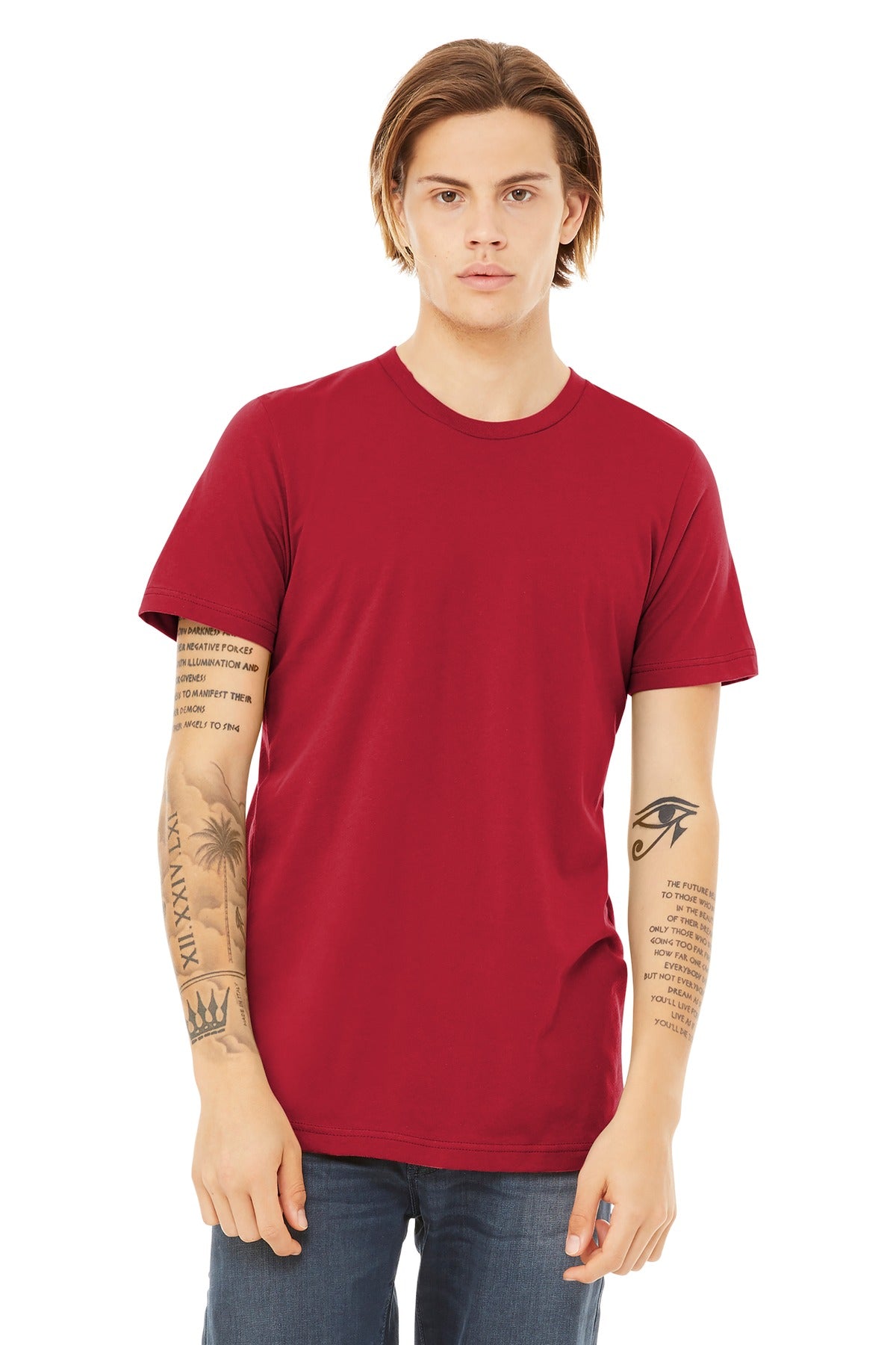 Custom Canvas Red Bella Jersey Tee 3001, personalized by SanCanDo Swag in Argyle, TX