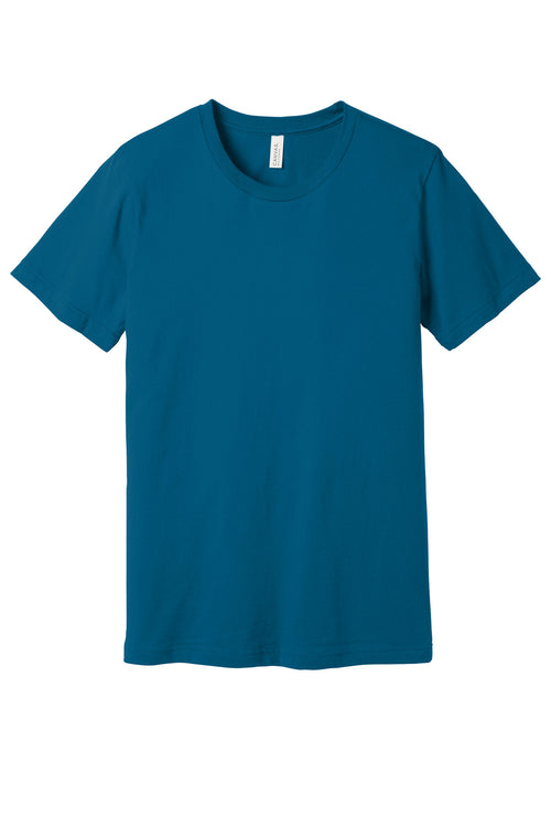 Custom Deep Teal Unisex Jersey Tee BC3001, personalized by SanCanDo Swag in Argyle, TX