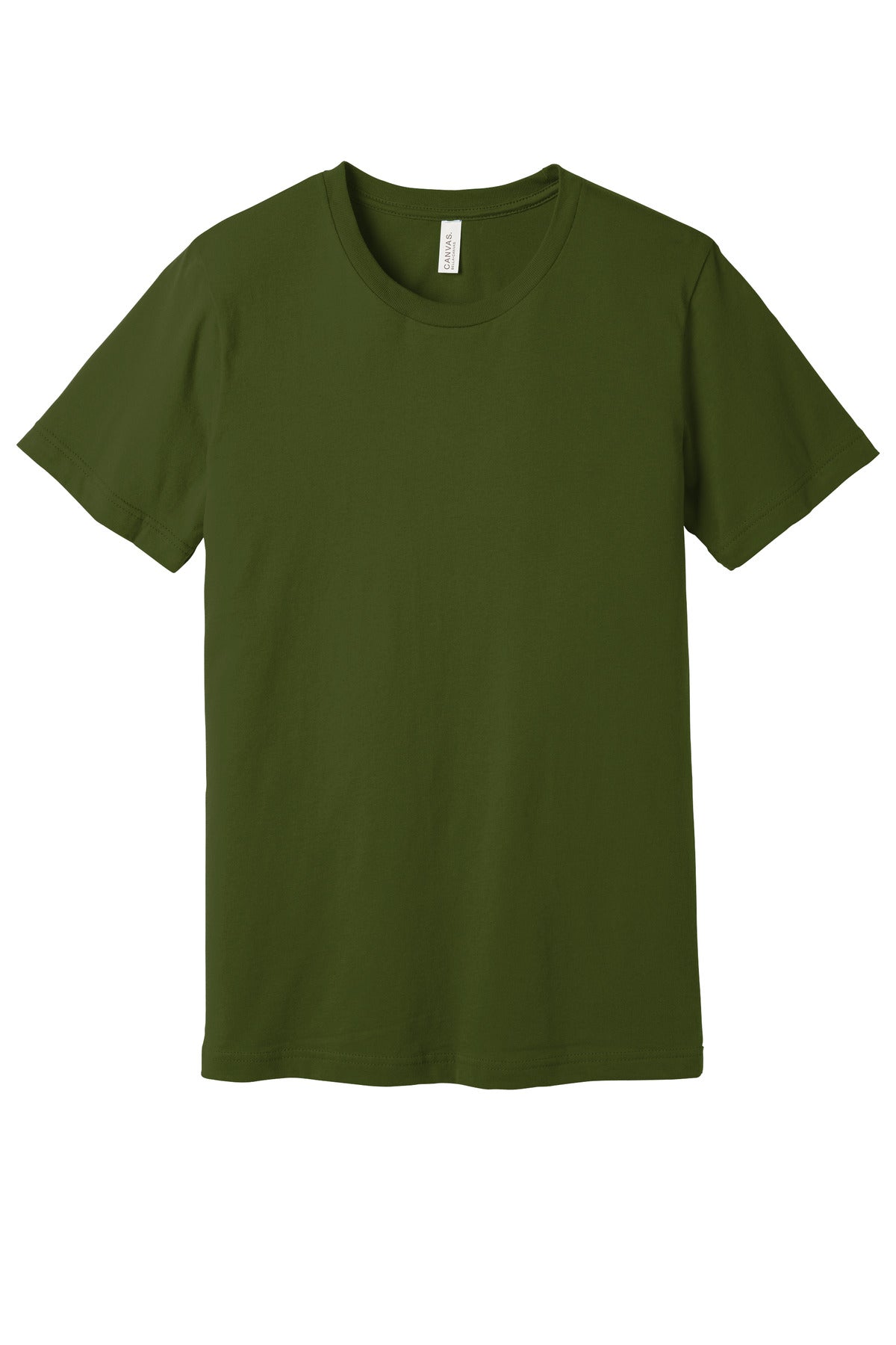 Custom Olive Unisex Jersey Tee BC3001, personalized by SanCanDo Swag in Argyle, TX