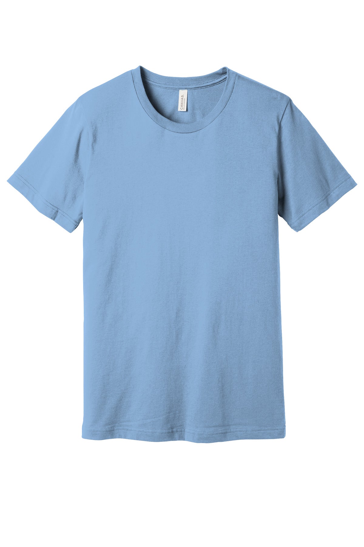 Custom Baby Blue Unisex Jersey Tee BC3001, personalized by SanCanDo Swag in Argyle, TX
