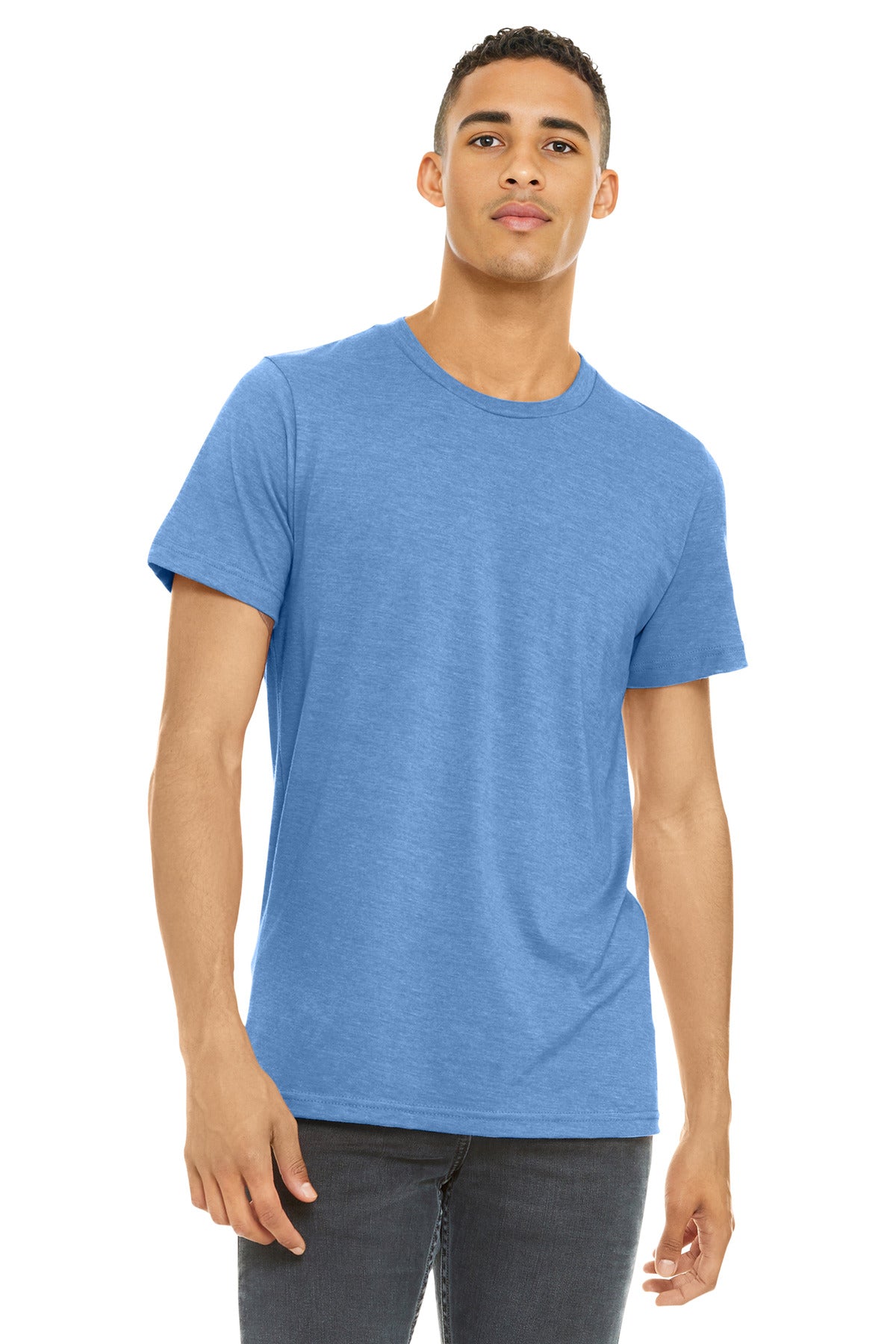 Custom Heather Carolina Blue Heather CVC Tee BC3001CVC, personalized by SanCanDo Swag in Argyle, TX