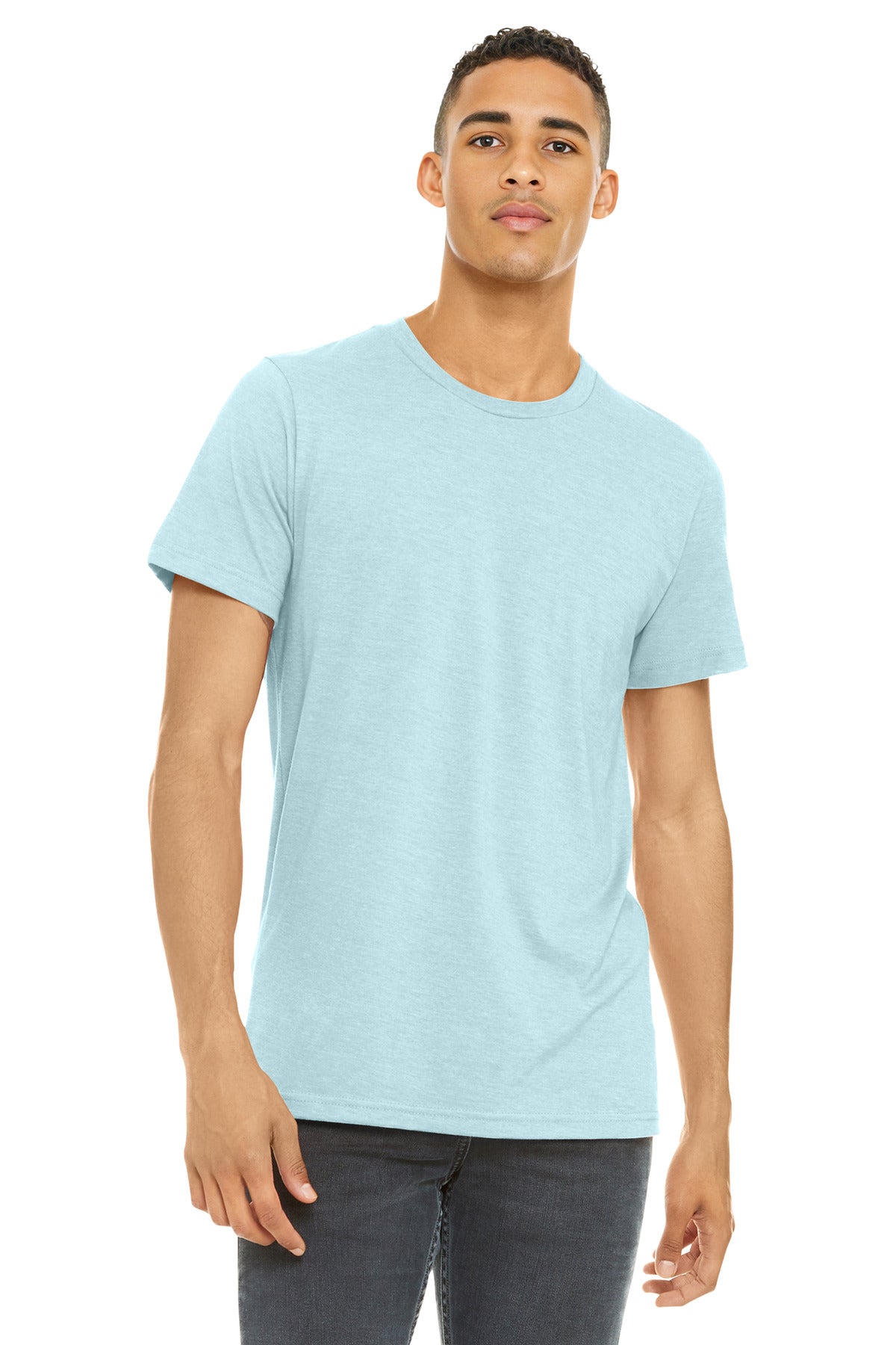 Custom Heather Ice Blue Heather CVC Tee BC3001CVC, personalized by SanCanDo Swag in Argyle, TX
