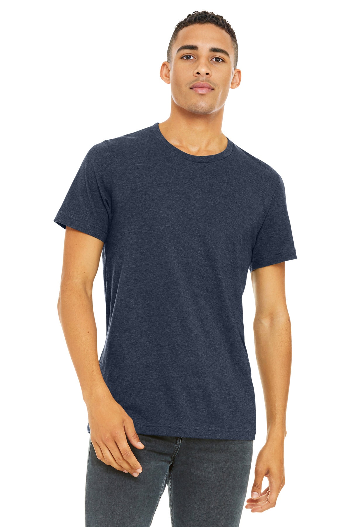 Custom Heather Navy Heather CVC Tee BC3001CVC, personalized by SanCanDo Swag in Argyle, TX