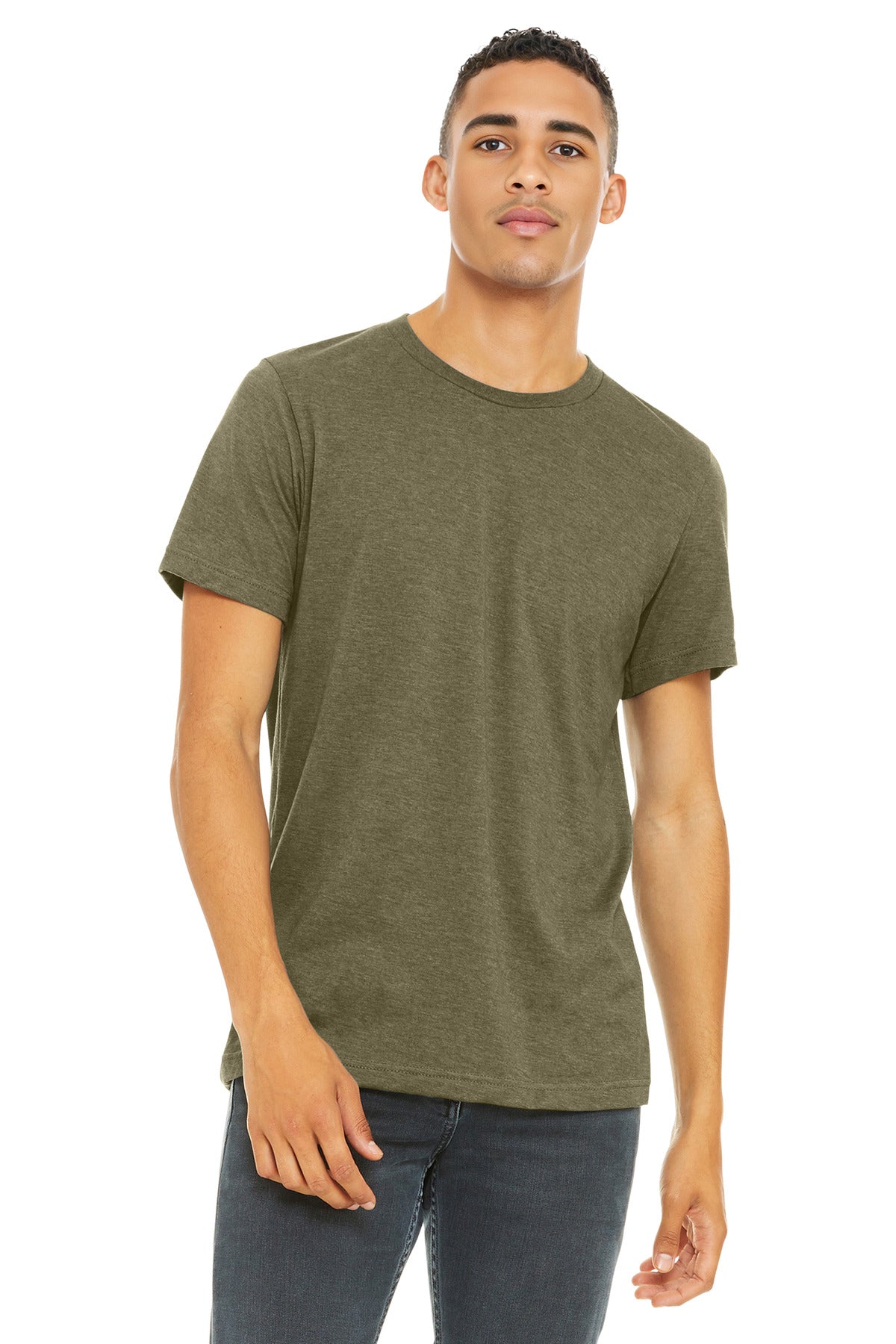 Custom Heather Olive Heather CVC Tee BC3001CVC, personalized by SanCanDo Swag in Argyle, TX