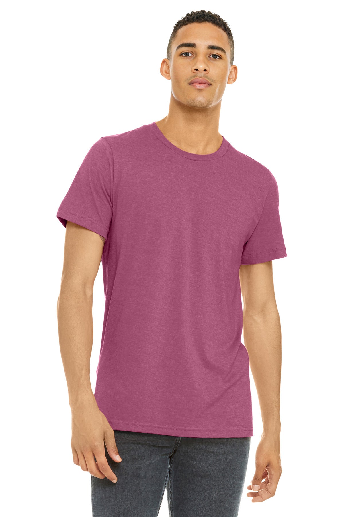 Custom Heather Raspberry Heather CVC Tee BC3001CVC, personalized by SanCanDo Swag in Argyle, TX