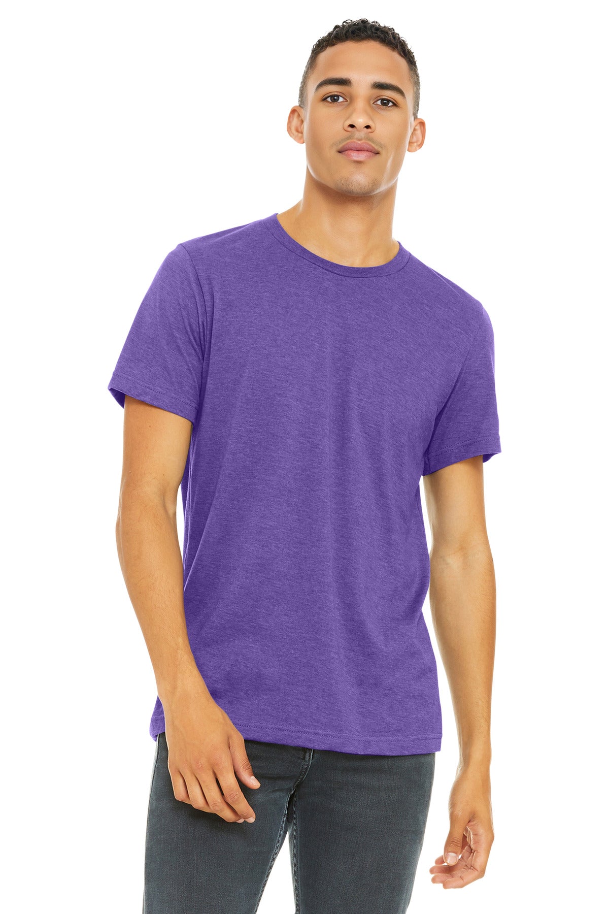 Custom Heather Team Purple Heather CVC Tee BC3001CVC, personalized by SanCanDo Swag in Argyle, TX