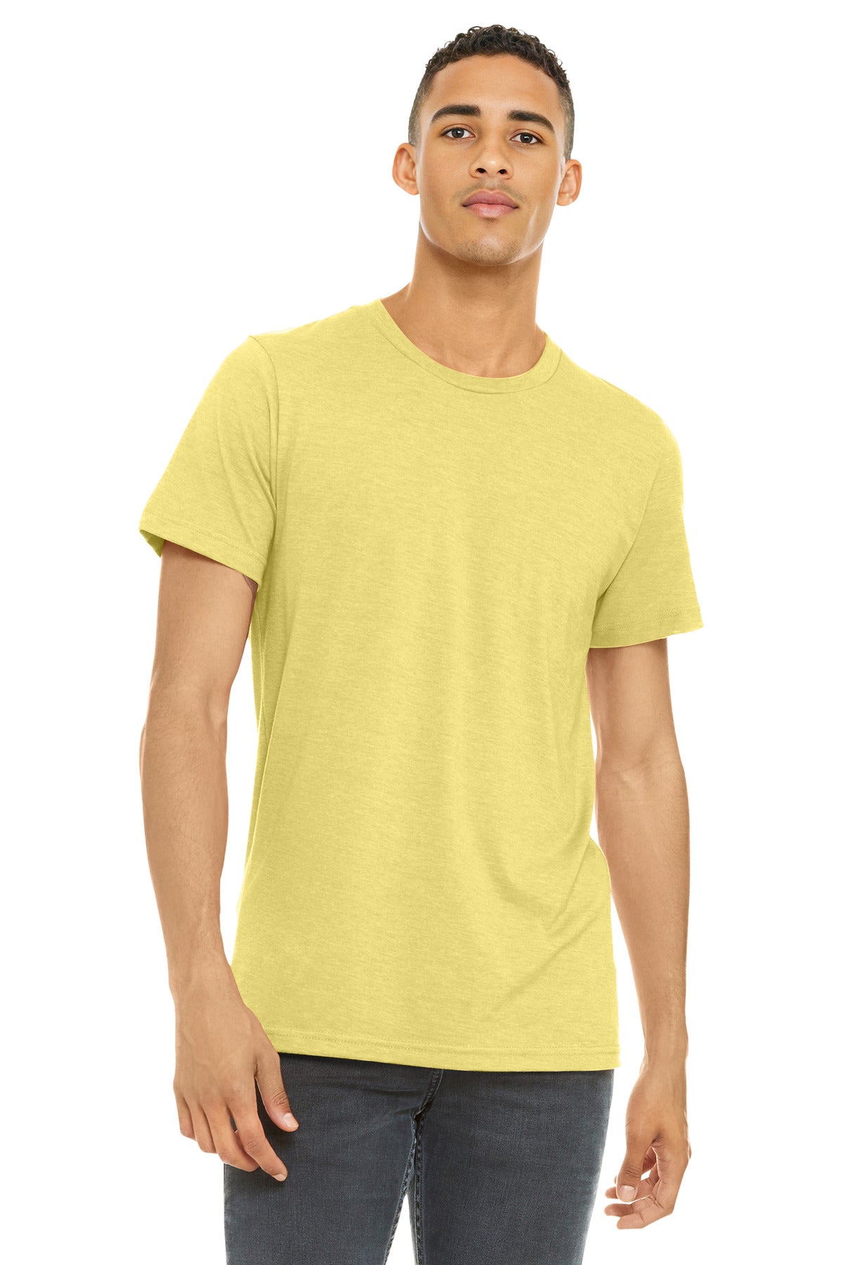 Custom Heather Yellow Heather CVC Tee BC3001CVC, personalized by SanCanDo Swag in Argyle, TX