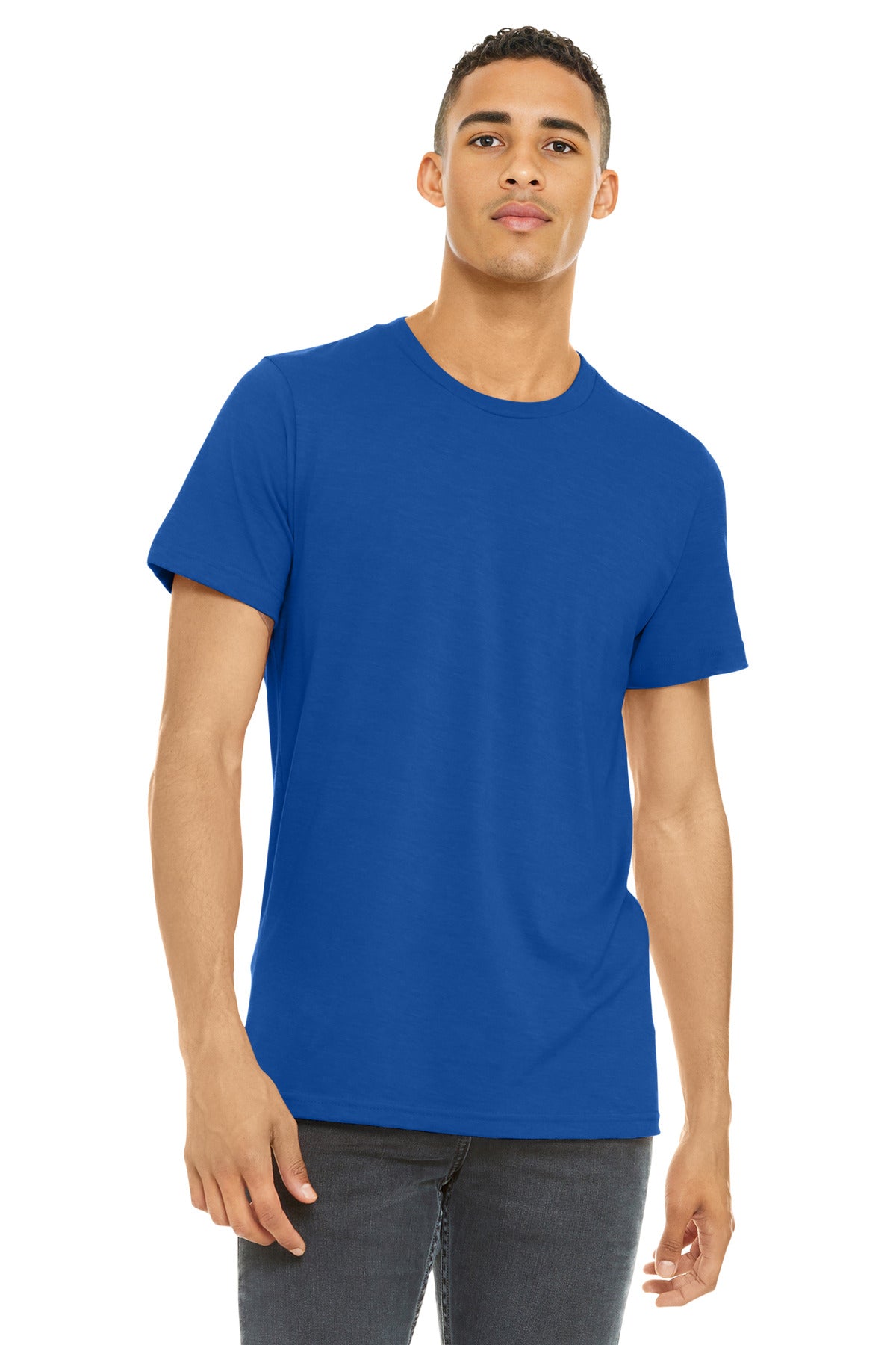 Custom Solid True Royal Blend Heather CVC Tee BC3001CVC, personalized by SanCanDo Swag in Argyle, TX