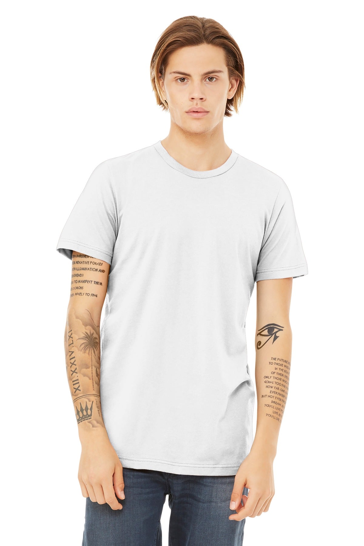 Custom Solid White Blend Heather CVC Tee BC3001CVC, personalized by SanCanDo Swag in Argyle, TX