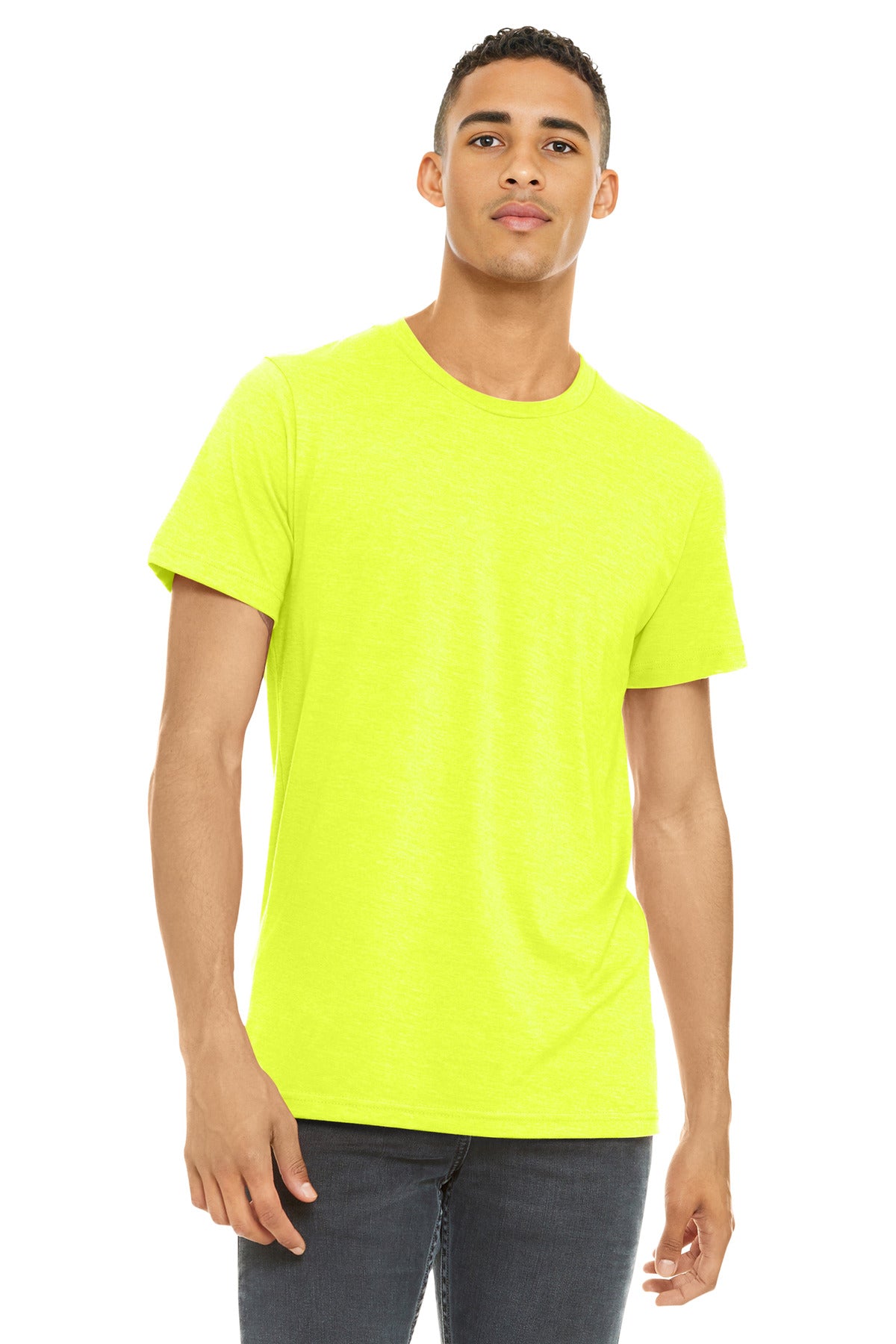 Custom Neon Yellow Heather CVC Tee BC3001CVC, personalized by SanCanDo Swag in Argyle, TX