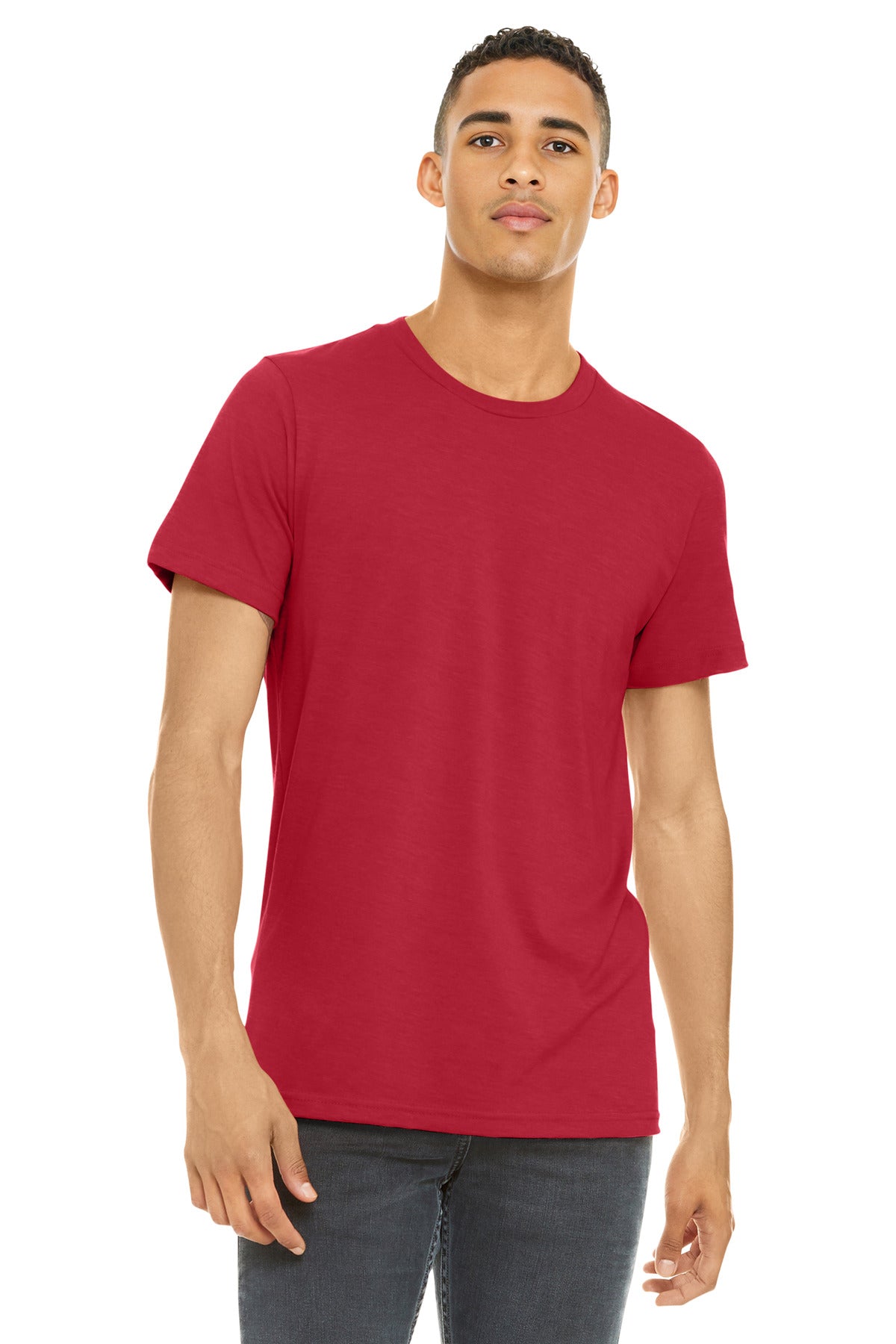 Custom Solid Red Blend Heather CVC Tee BC3001CVC, personalized by SanCanDo Swag in Argyle, TX